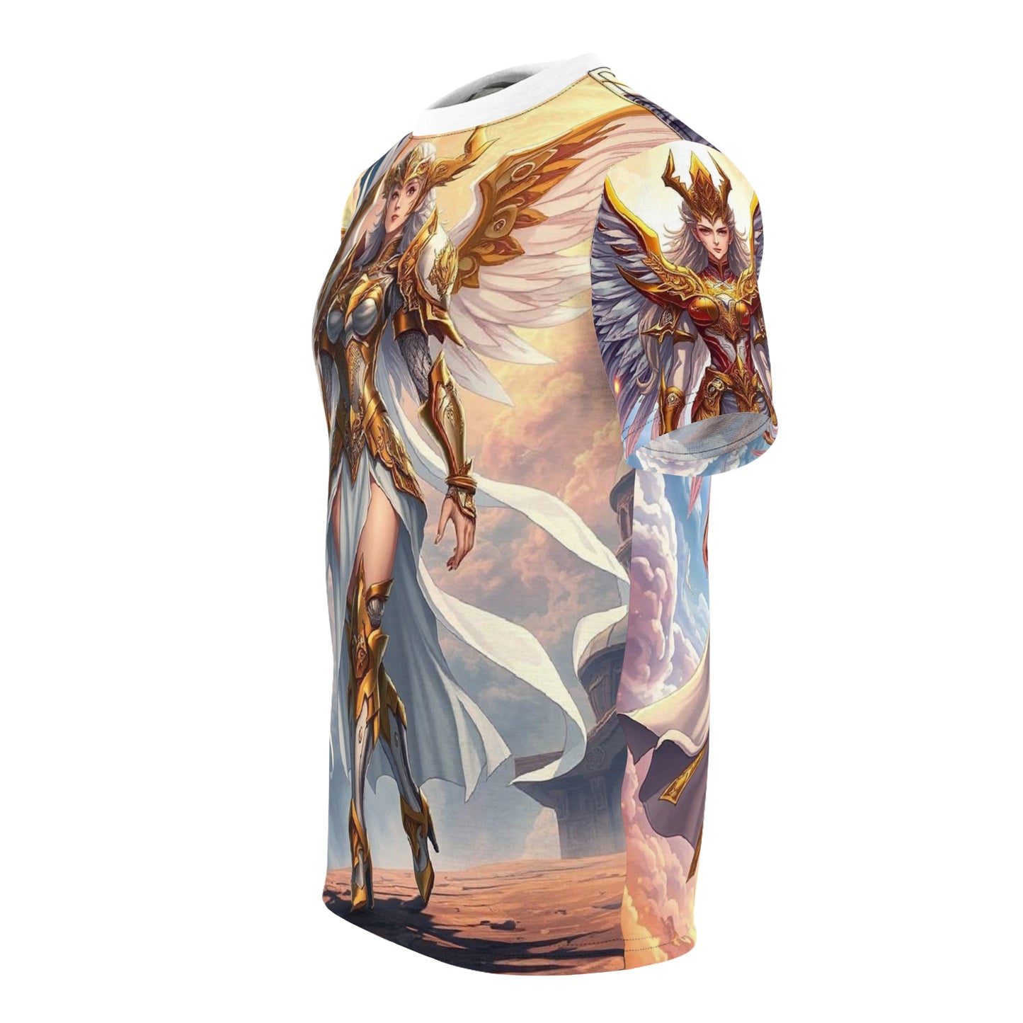 Angel Warrior All-Over Print Tee — Golden Valkyrie Fantasy Design