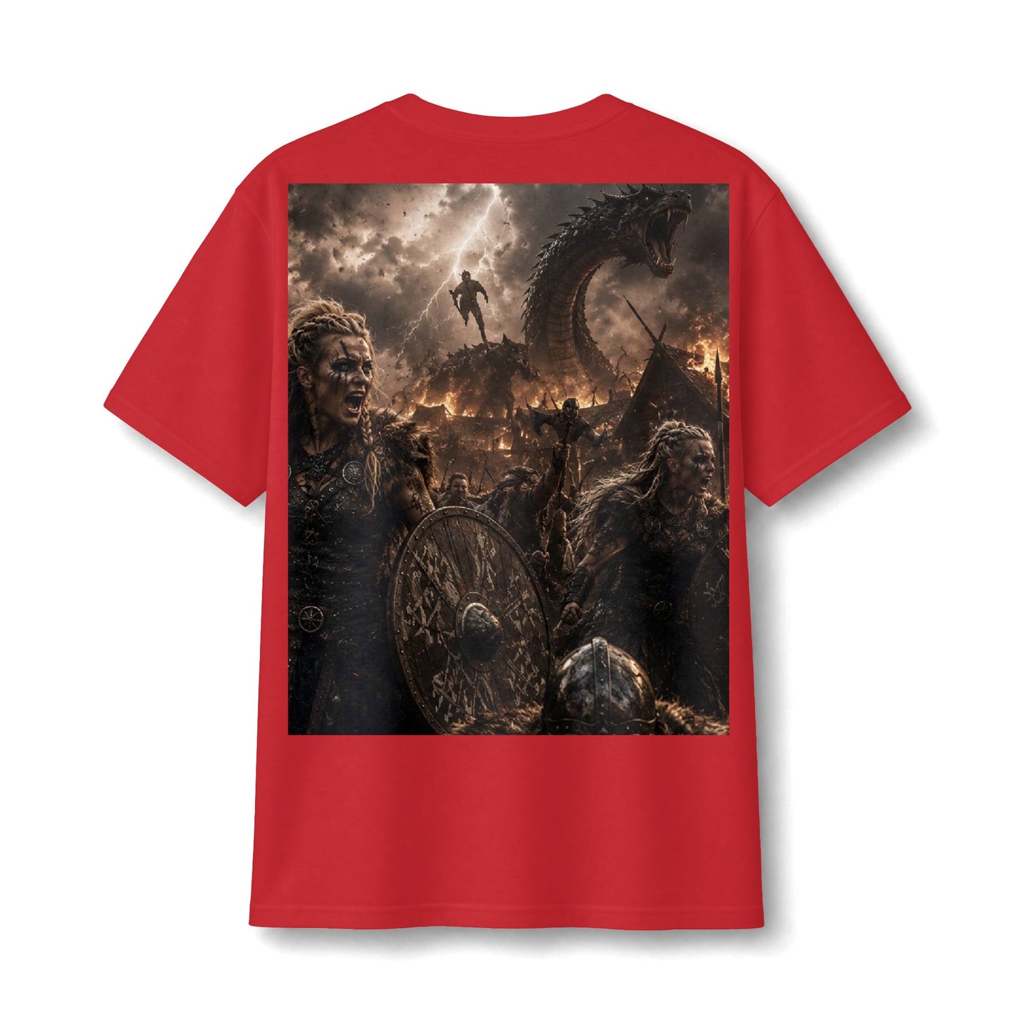 Viking Battle Tee — Norse Warriors & Serpent Warship Graphic Shirt