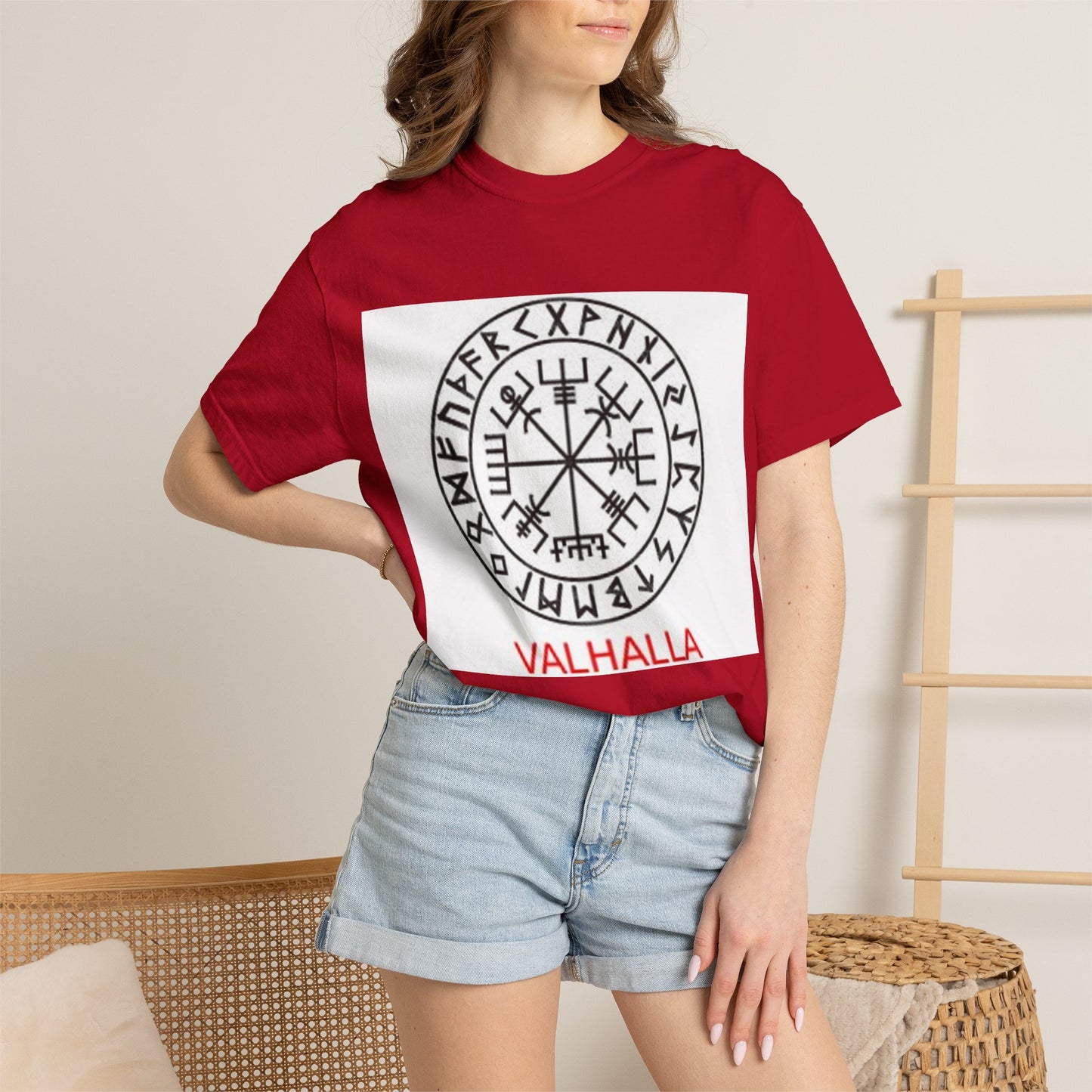 Valhalla Rune Compass T-Shirt — Viking Vegvísir Design