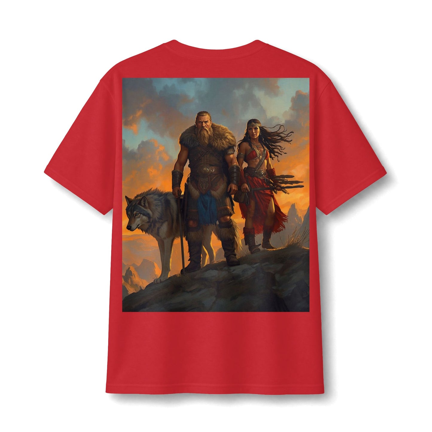 Viking Warriors & Wolf Illustration Tee