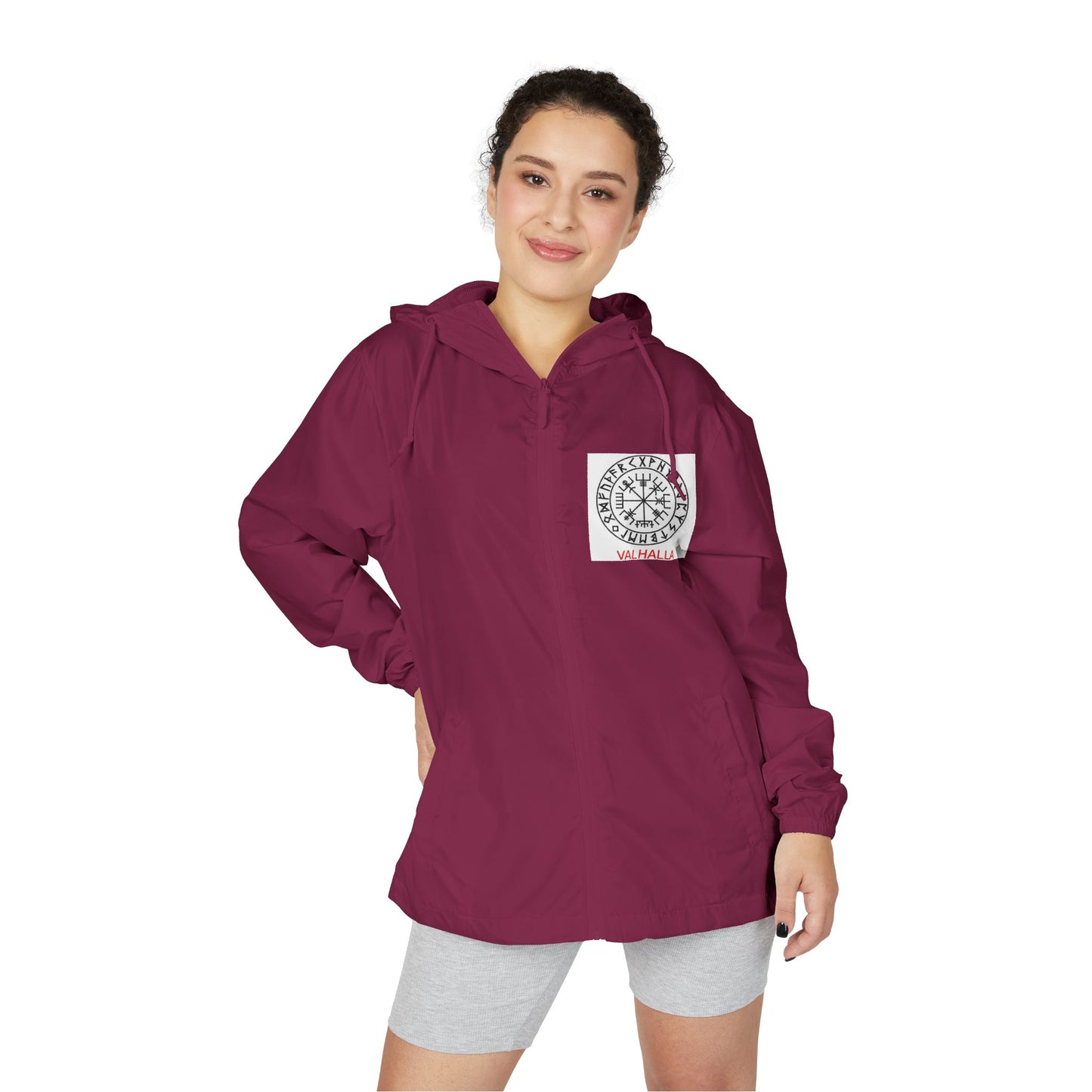 Windbreaker Jacket — Viking Warrior Graphic Full-Zip Hooded Windbreaker