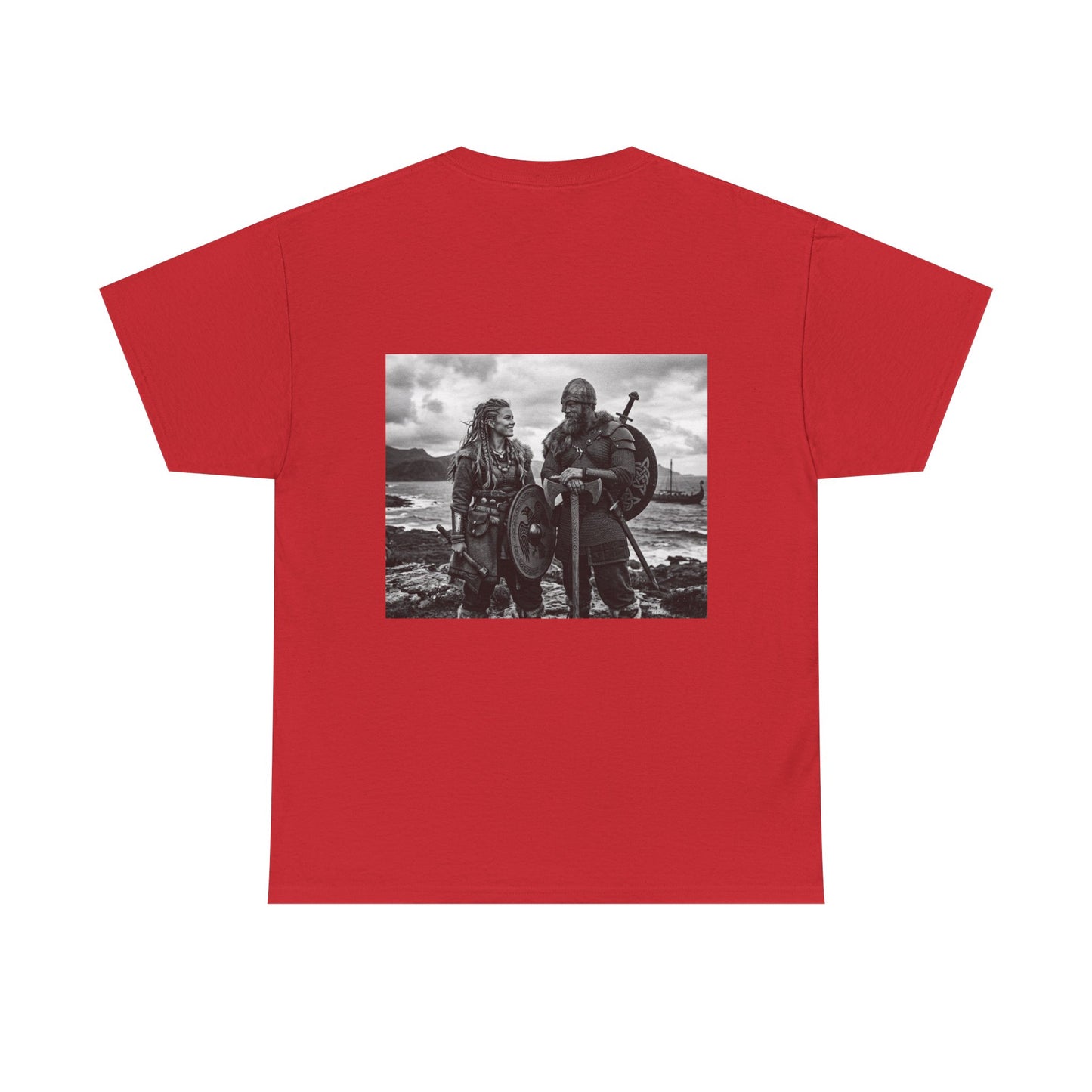 Viking Couple Graphic Tee - Nordic Warrior Photo T-Shirt