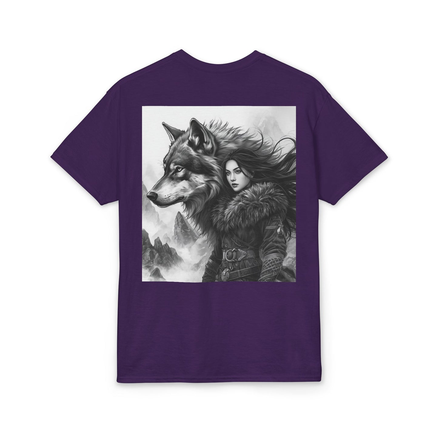 Wolf Guardian T-Shirt — Viking Woman & Wolf Fantasy Graphic Tee