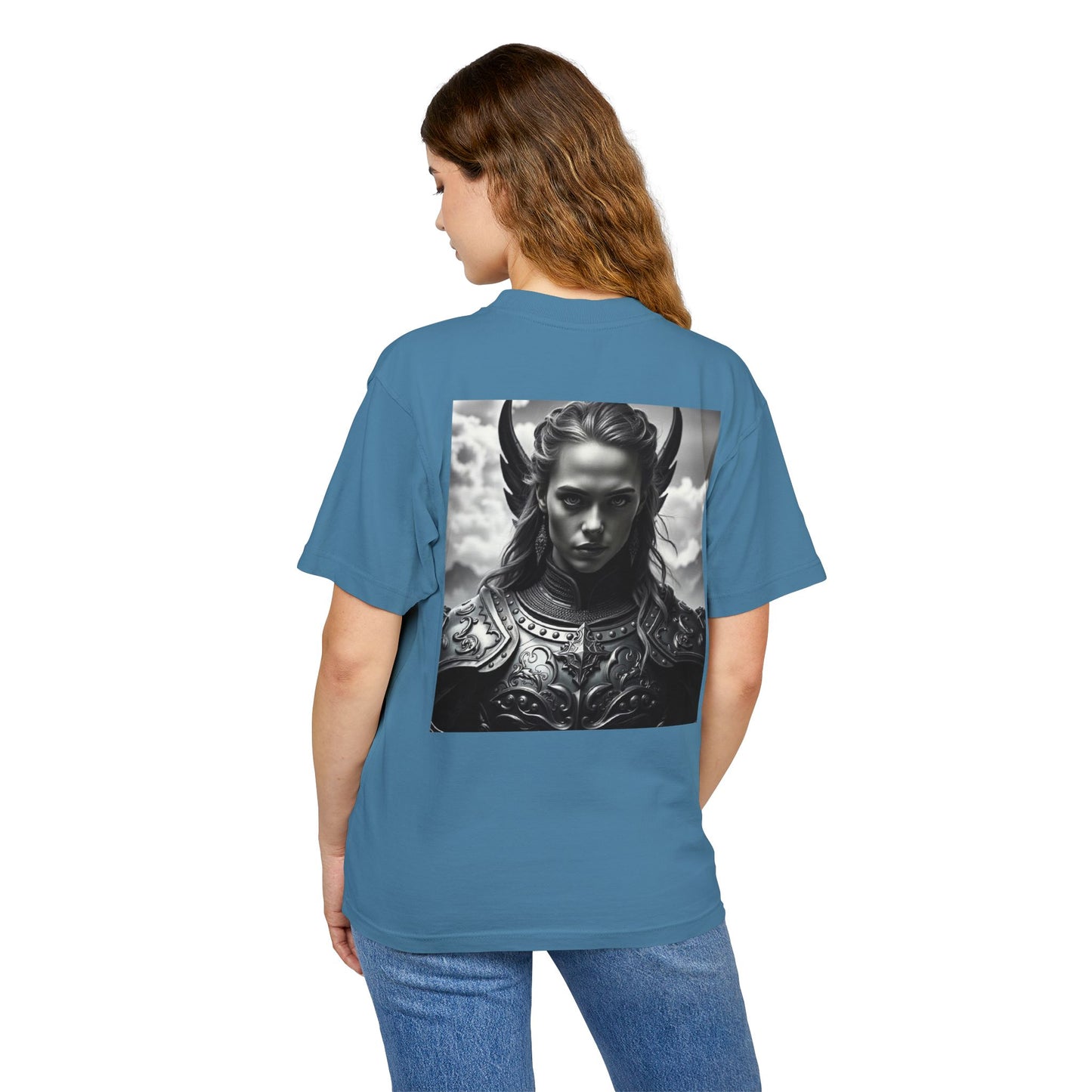 Valkyrie Warrior Tee — Mythic Black & White Armor Portrait T‑Shirt