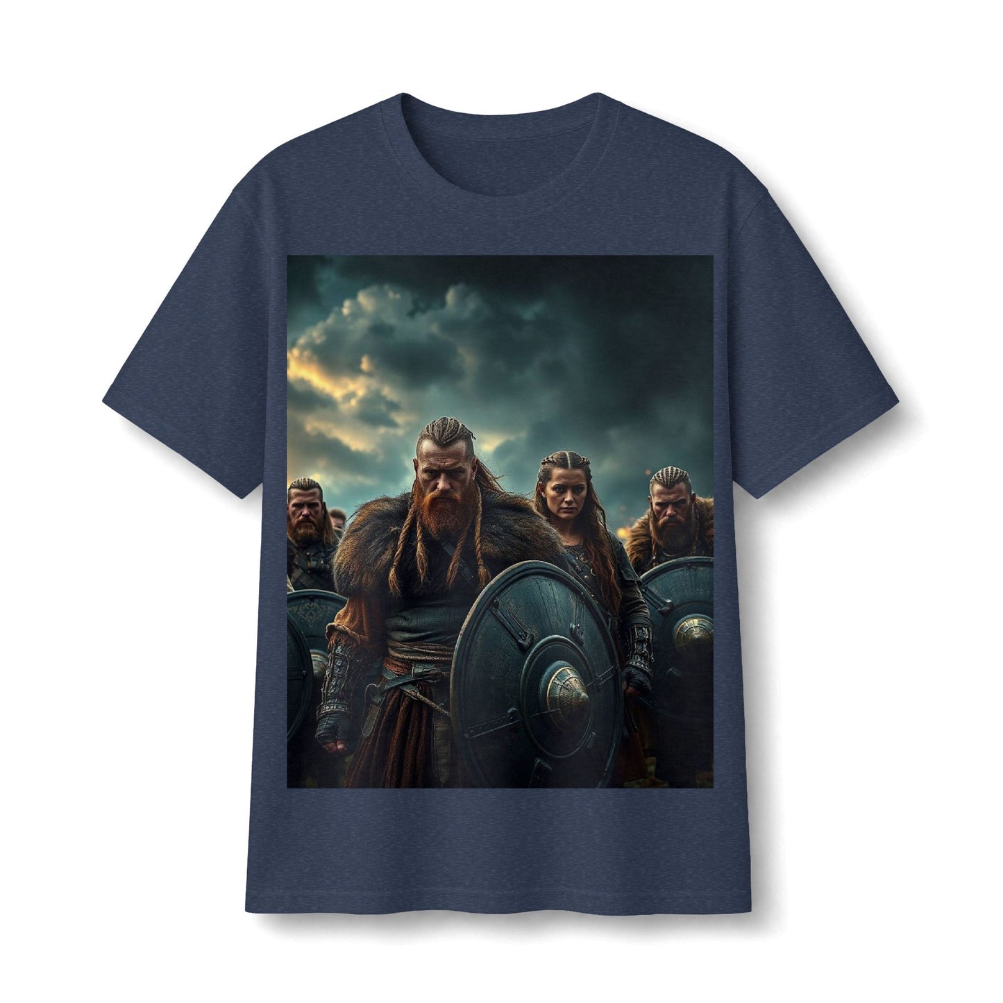 Viking Warrior Graphic Tee — Fierce Norse Shieldmen T‑Shirt