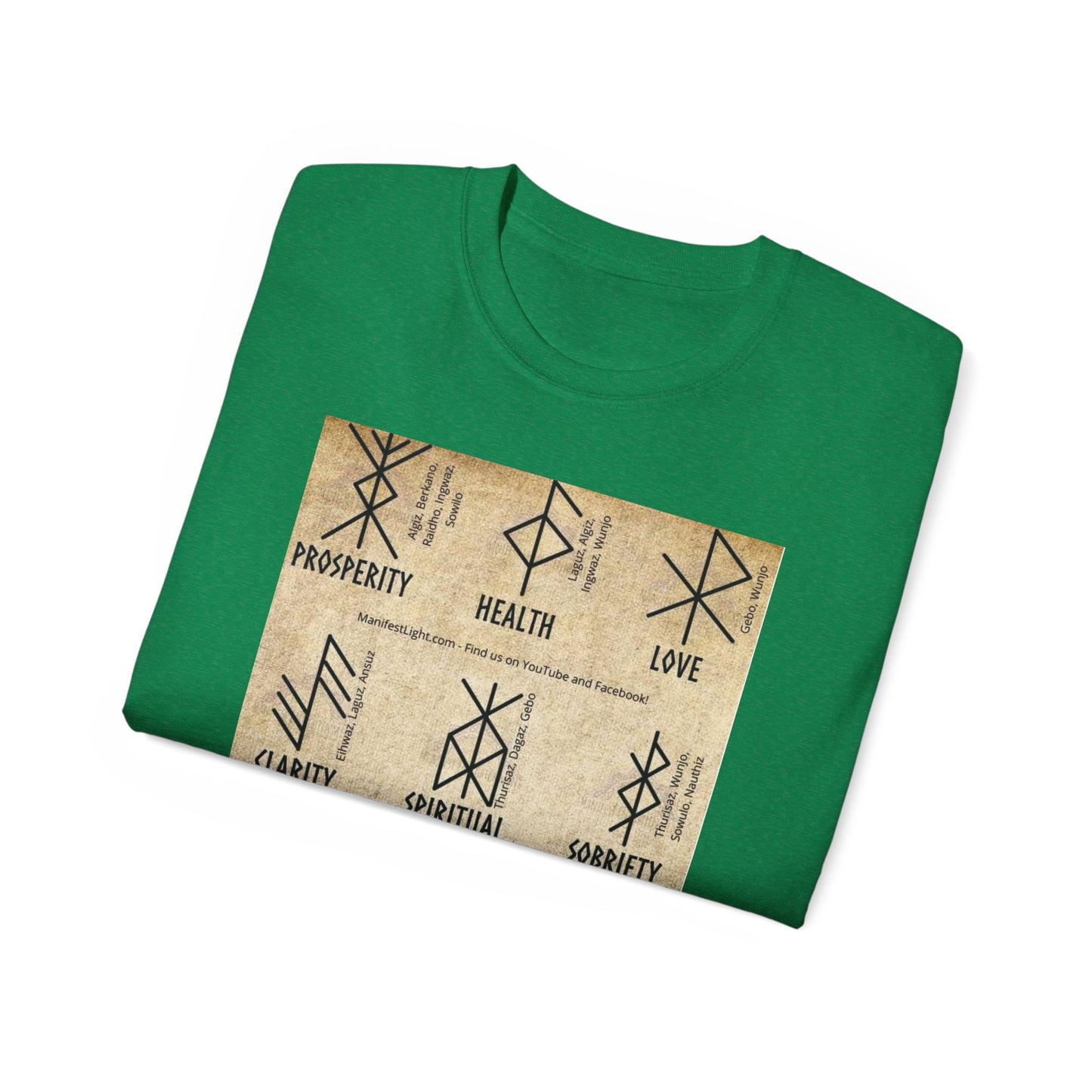 Runic Symbols T‑Shirt — Prosperity, Health & Protection Viking Rune Grid Tee