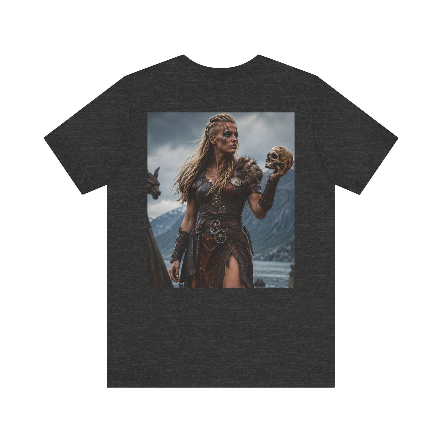 Viking Warrior Woman T‑Shirt — Norse Shieldmaiden Skull Fantasy Tee