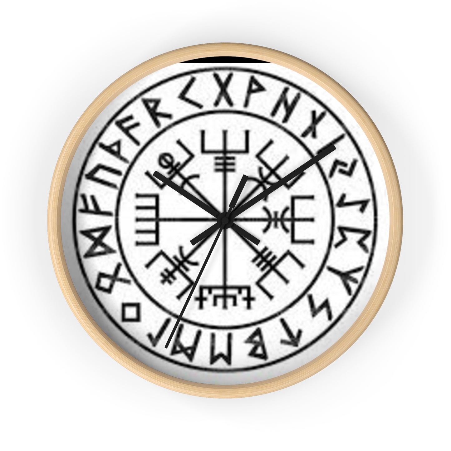 Viking Rune Vegvisir Wall Clock — Nordic Compass Symbol Decor