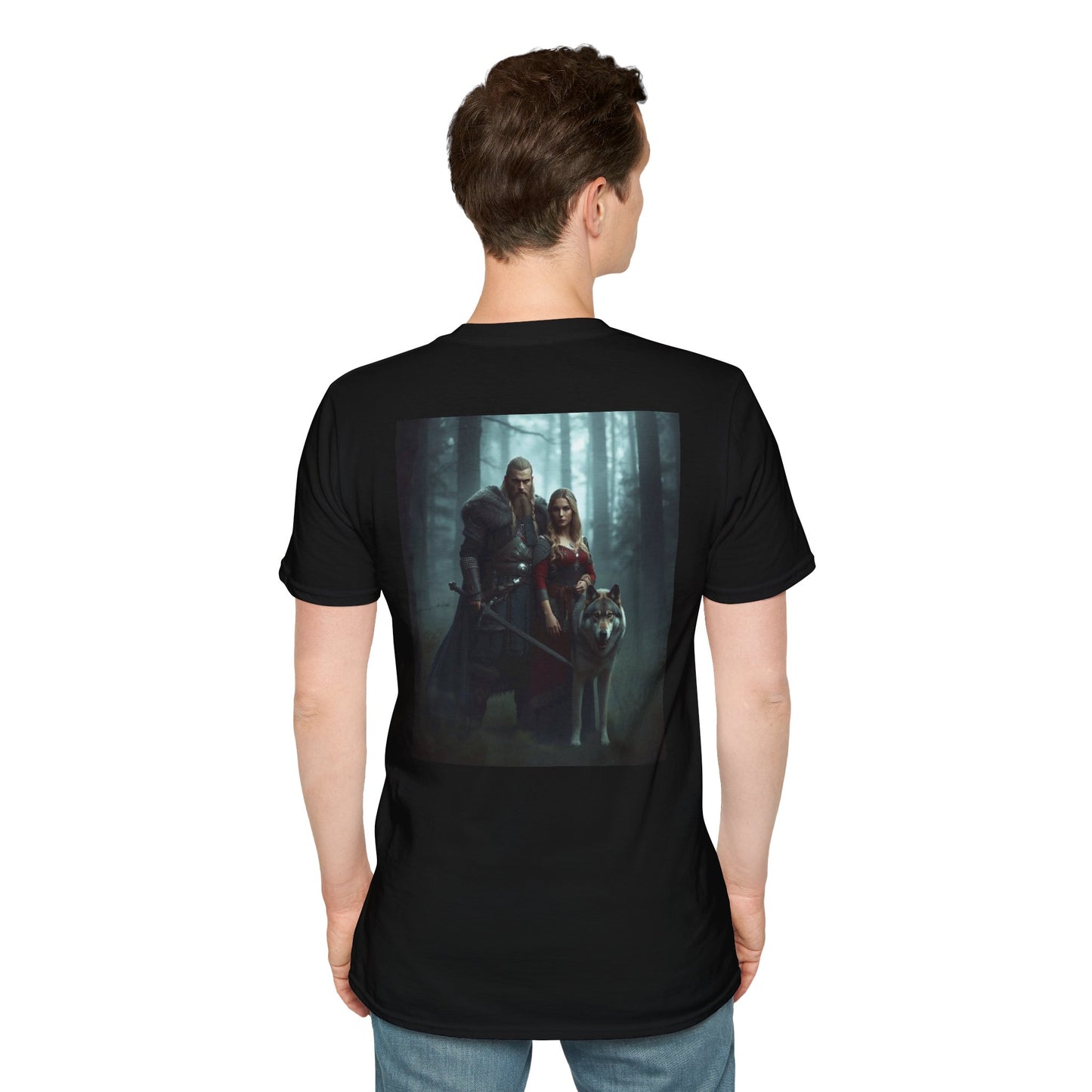 Fantasy Forest Couple T‑Shirt — Medieval Lovers Woodland Portrait