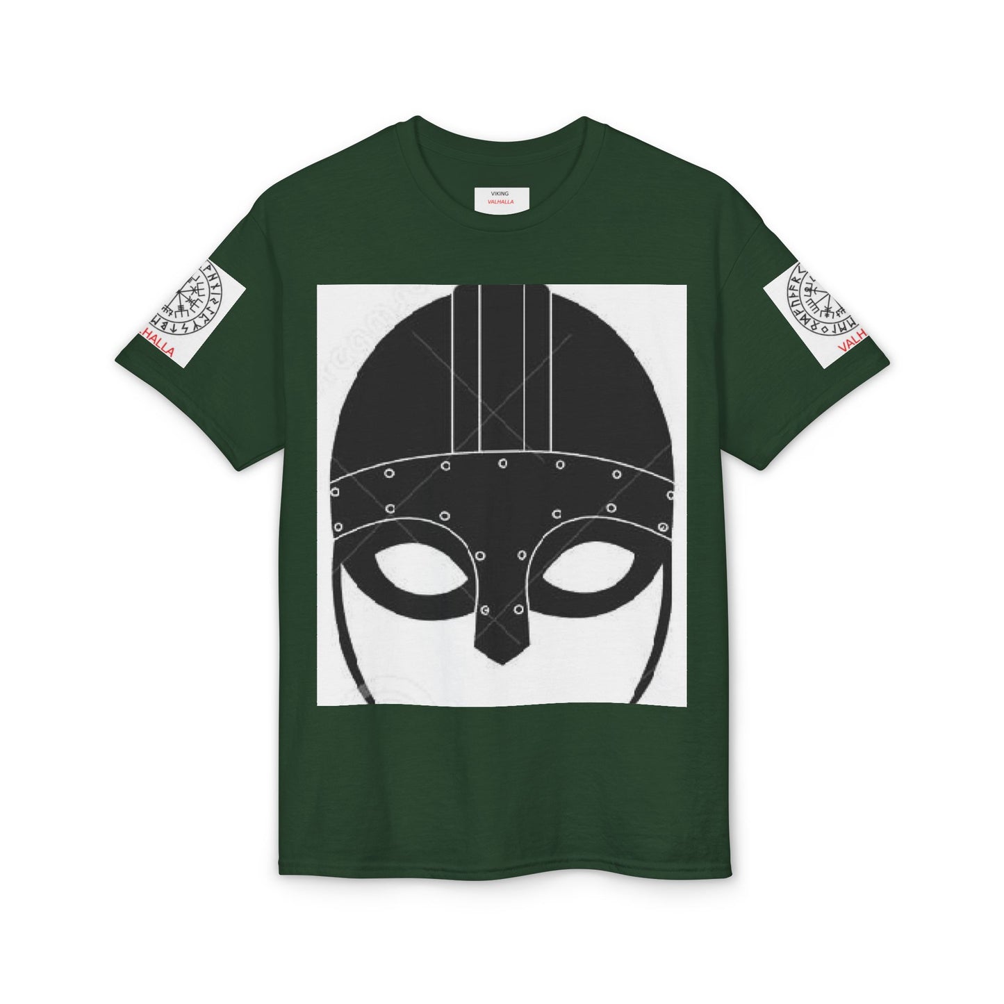 Viking Helmet Graphic T-Shirt — Norse Mask Illustration Tee