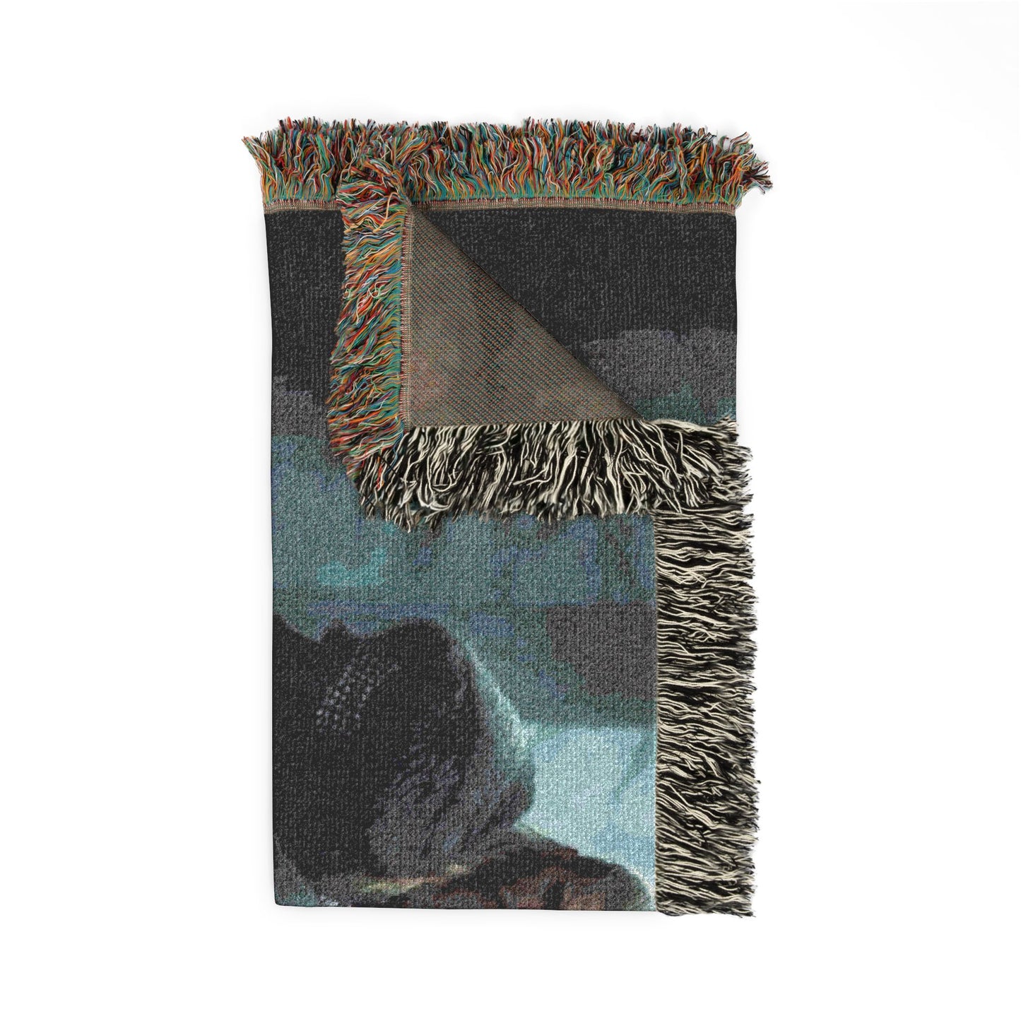 Medieval Couple Woven Blanket — Gothic Castle Tapestry Throw