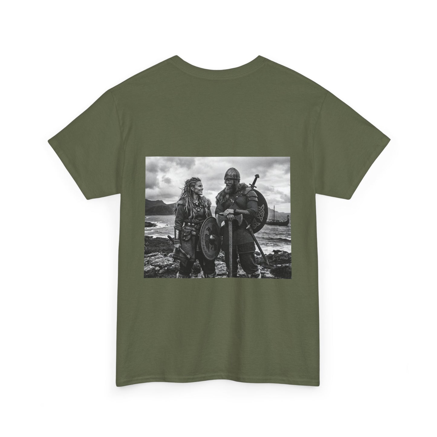 Viking Couple Graphic Tee - Nordic Warrior Photo T-Shirt
