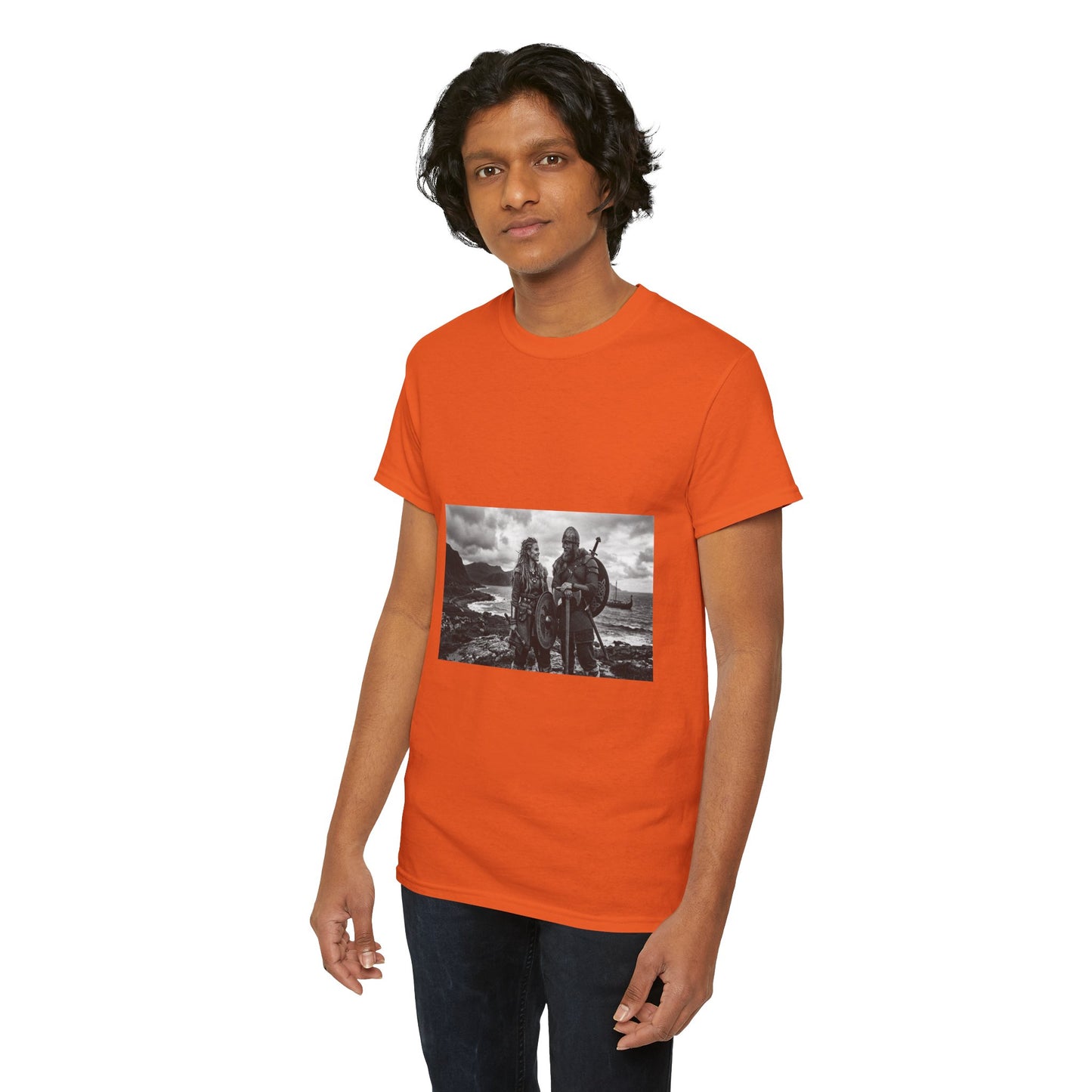 Viking Couple Graphic Tee - Nordic Warrior Photo T-Shirt