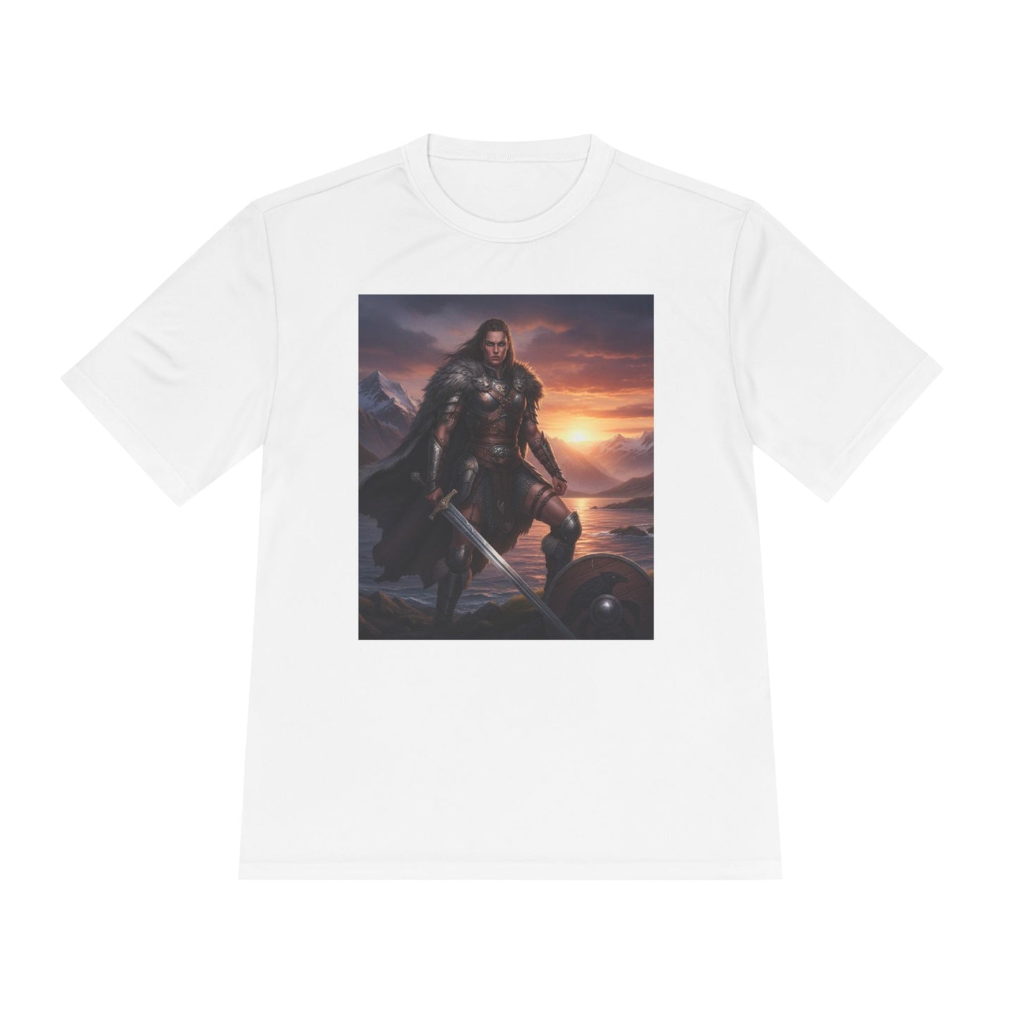 Viking Warrior Graphic Tee — Nordic Sunset Sword T‑Shirt