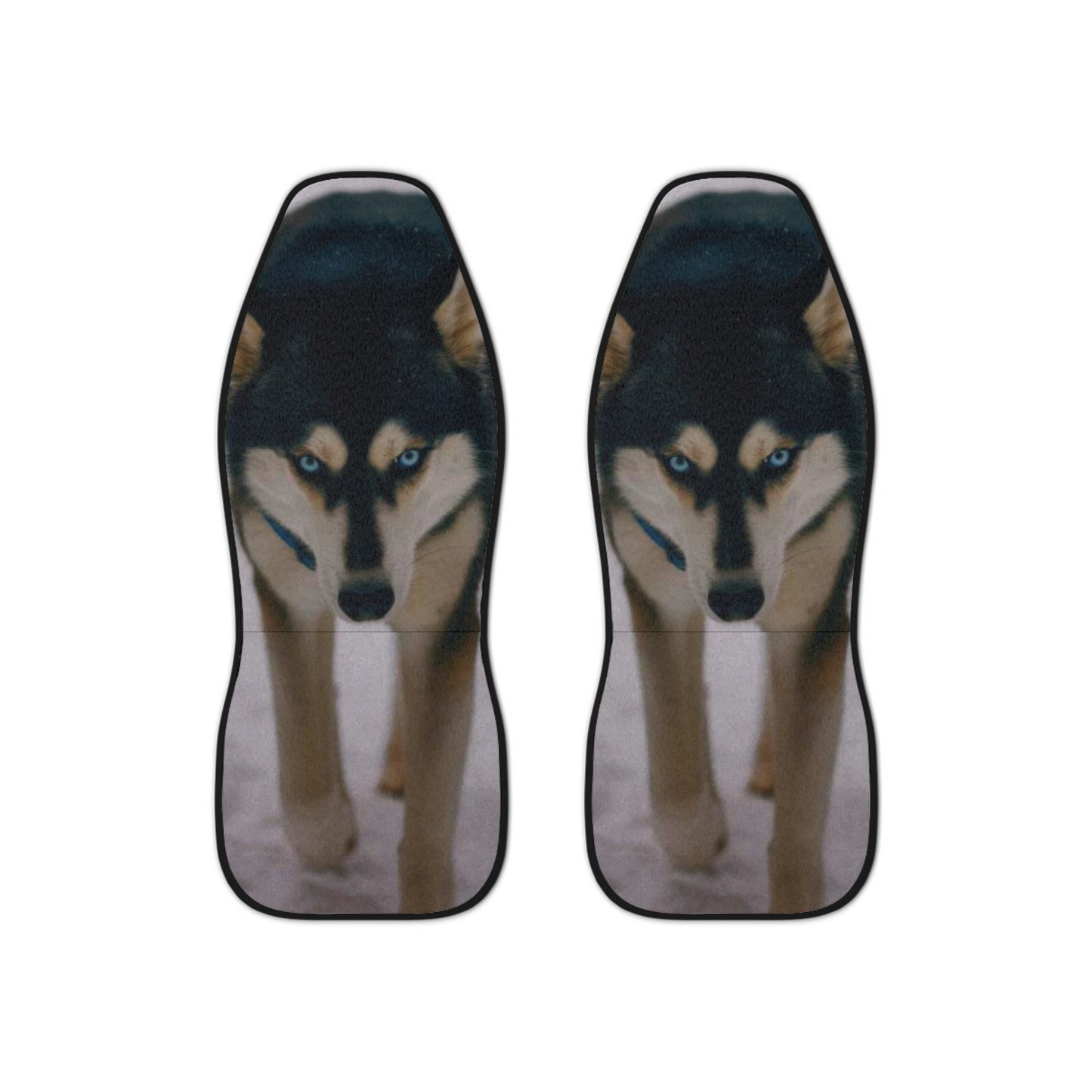 Husky Face Car Seat Covers - Bold Siberian Wolf Print Front Seat Protector
