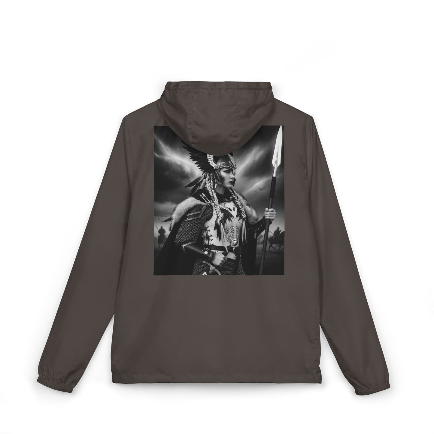 Windbreaker Jacket — Viking Warrior Graphic Full-Zip Hooded Windbreaker