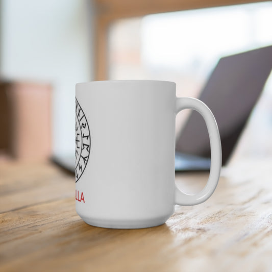 Valhalla Viking Rune 15oz Coffee Mug — Vegvisir Compass Design