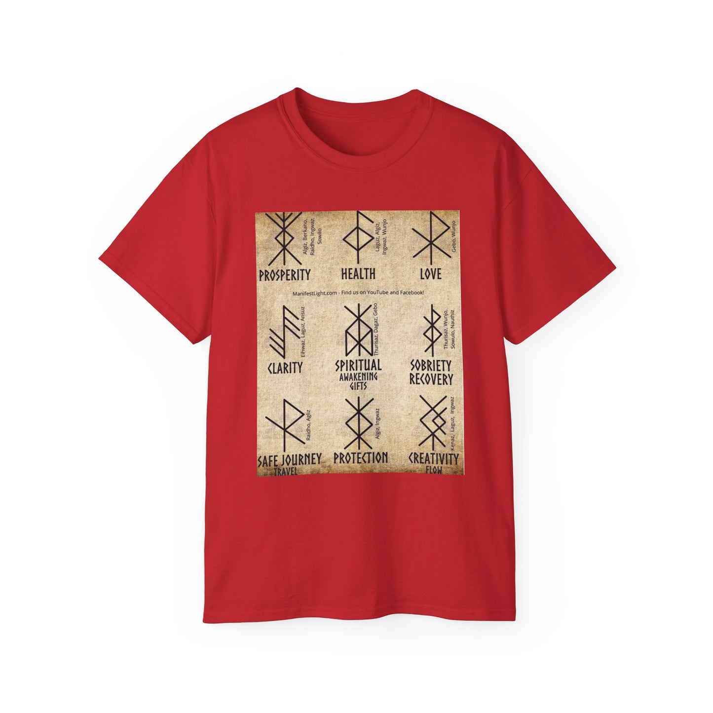 Runic Symbols T‑Shirt — Prosperity, Health & Protection Viking Rune Grid Tee