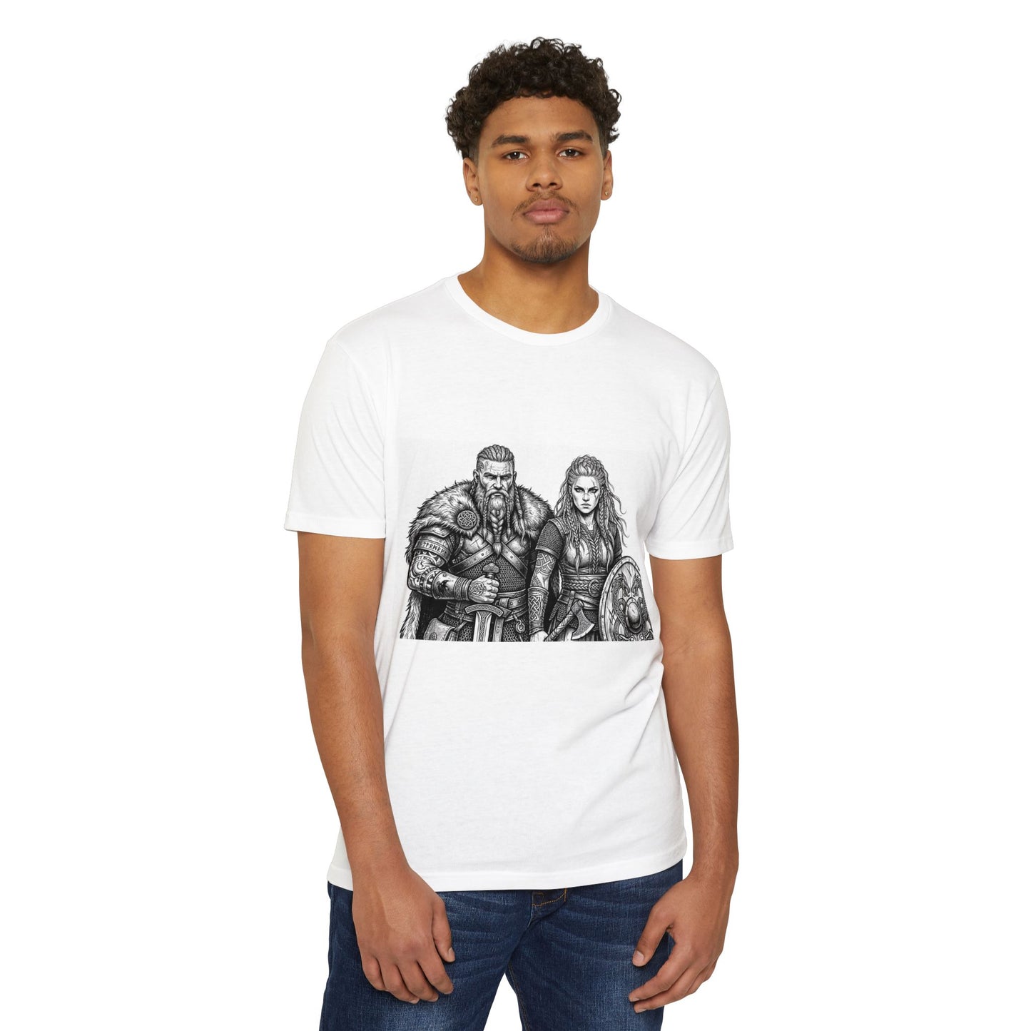Viking Warriors T-Shirt — Norse Warrior Couple Illustration
