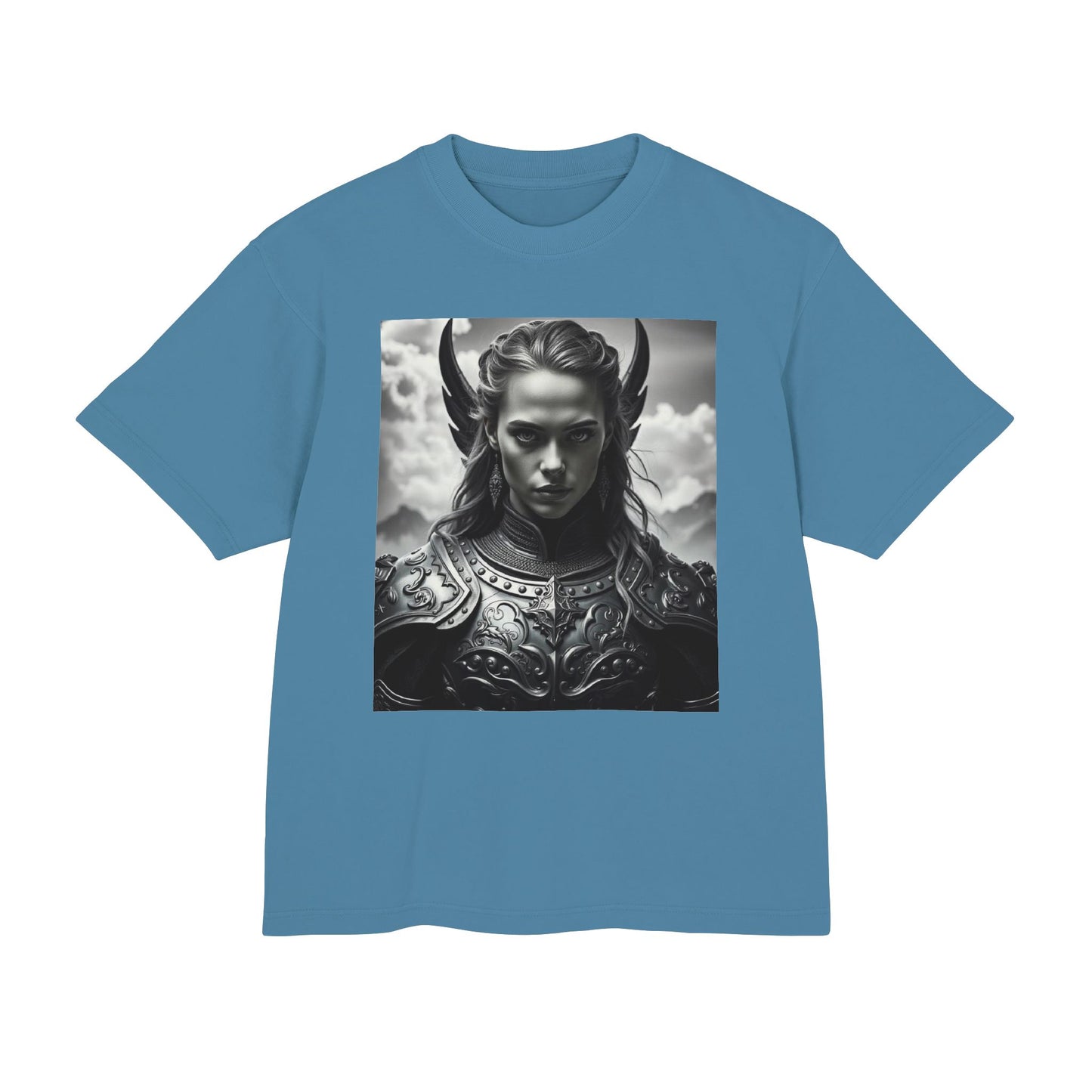 Valkyrie Warrior Tee — Mythic Black & White Armor Portrait T‑Shirt