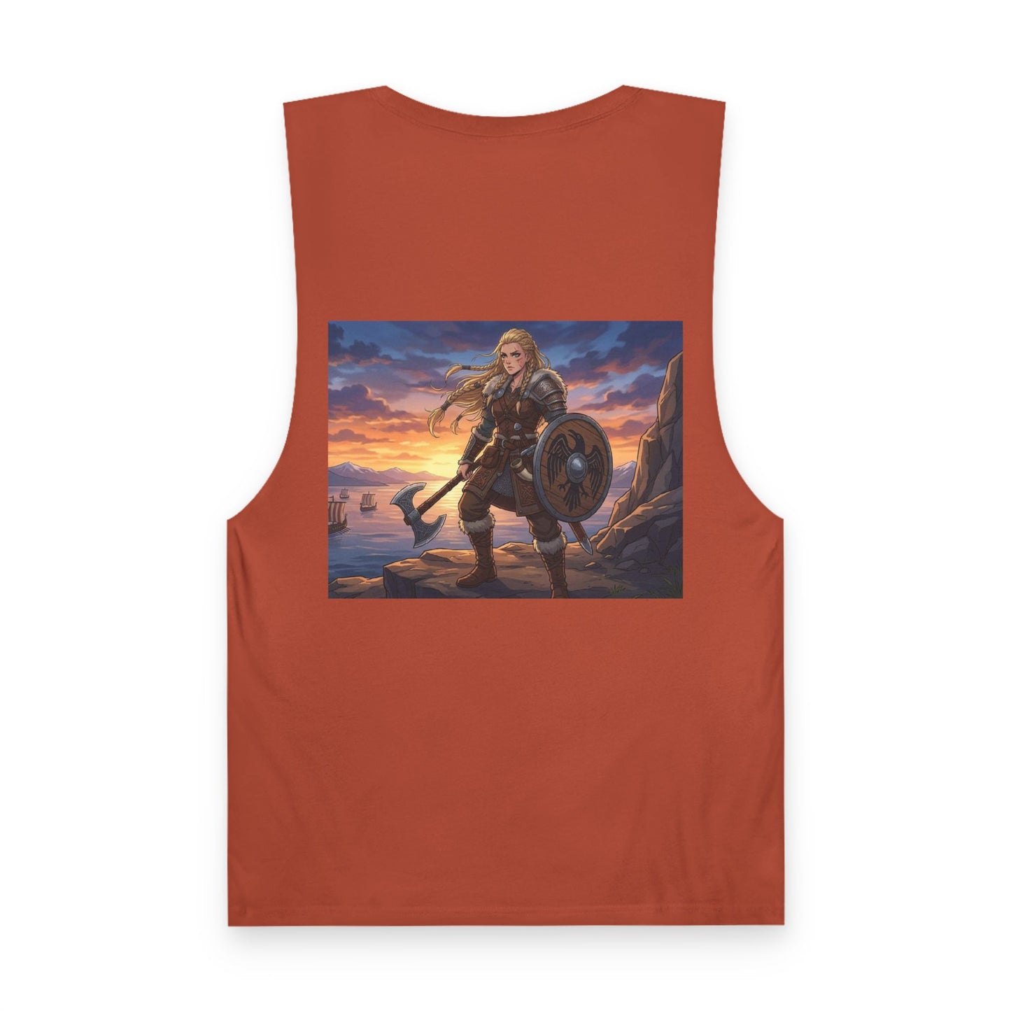 Viking Warrior Tank Top — Norse Shieldmaiden Sunset Graphic Tank