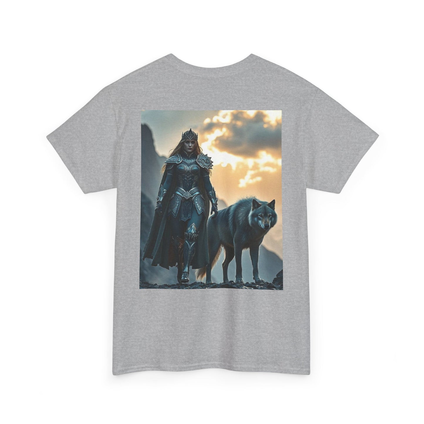 Viking Shieldmaiden & Wolf Graphic Tee