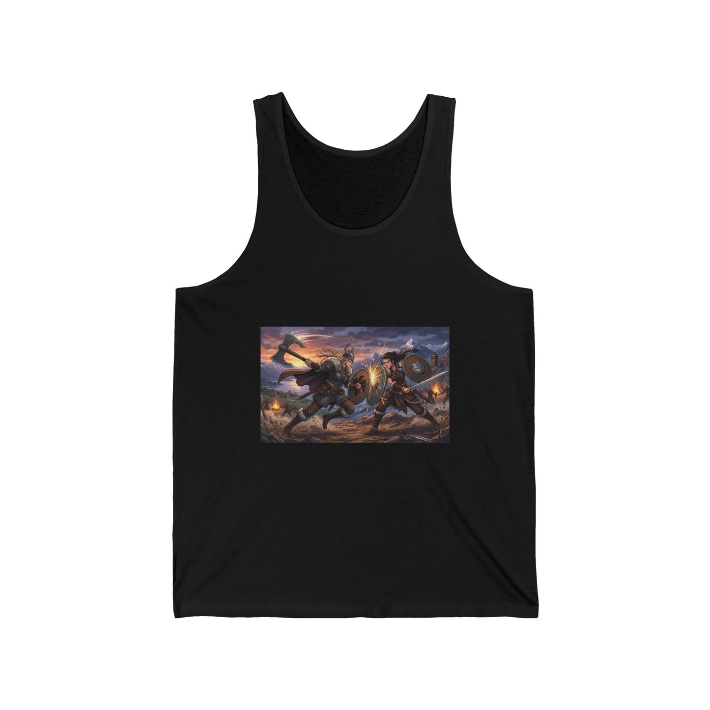 Viking Warriors Battle Scene Tank Top — Norse Mythology Fantasy Art Shirt