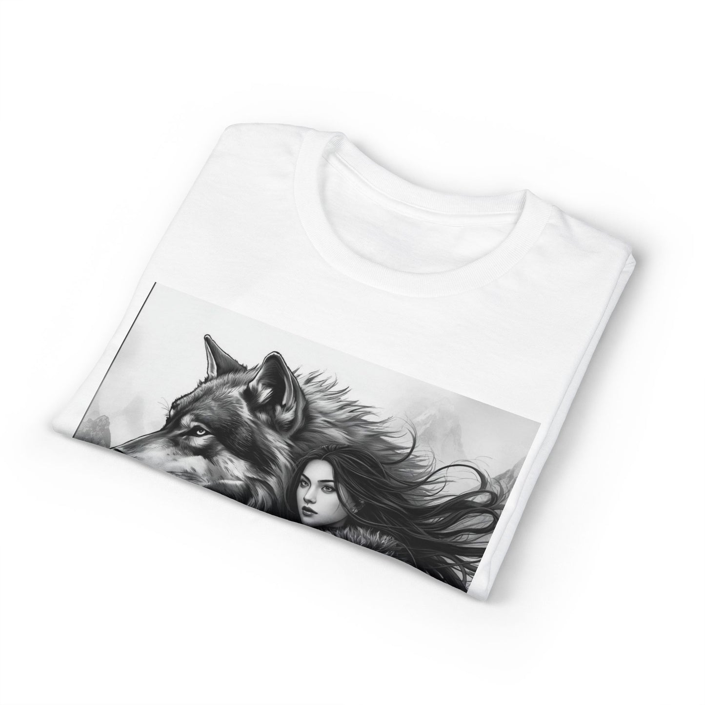 Wolf Guardian T-Shirt — Viking Woman & Wolf Fantasy Graphic Tee