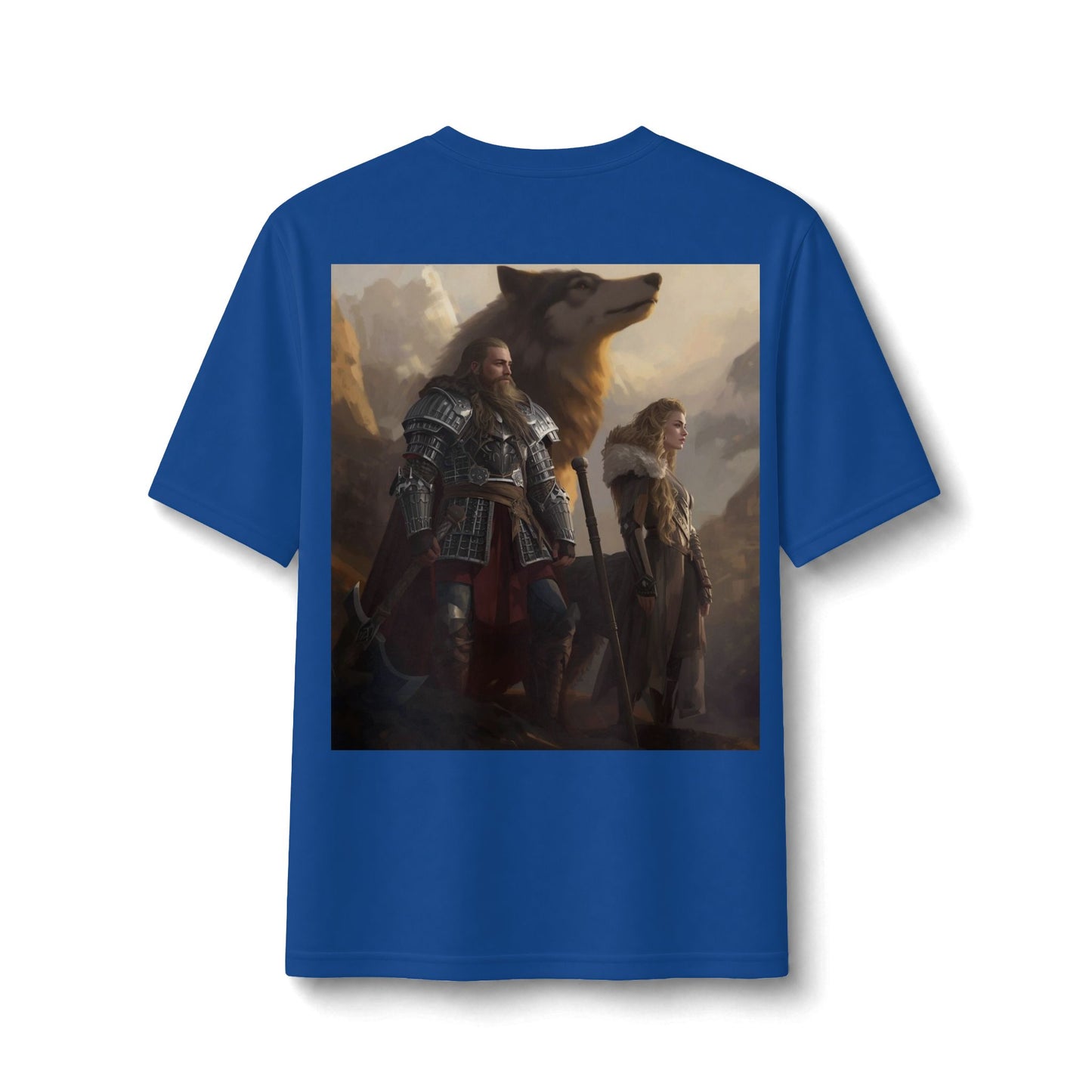 Viking Warriors & Wolf Performance Tee — Norse Fantasy Medieval Graphic Shirt