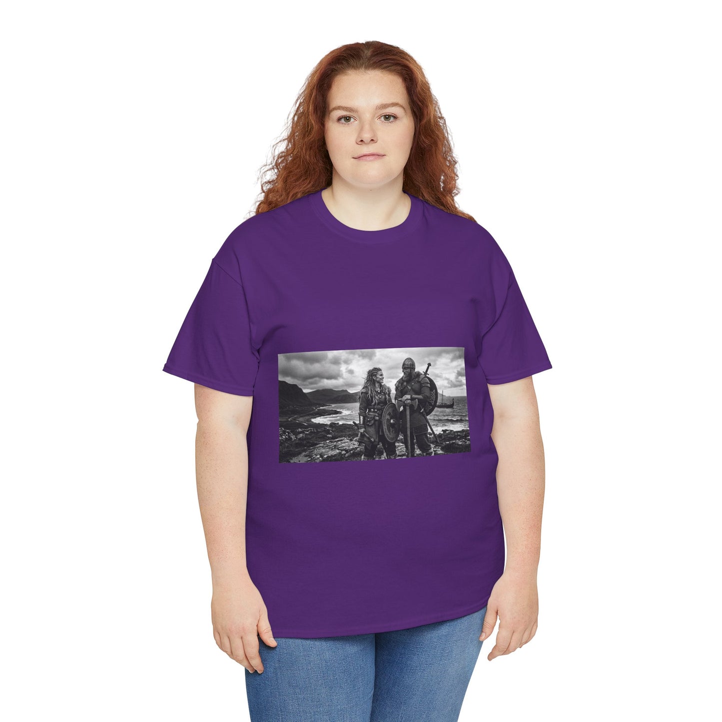 Viking Couple Graphic Tee - Nordic Warrior Photo T-Shirt
