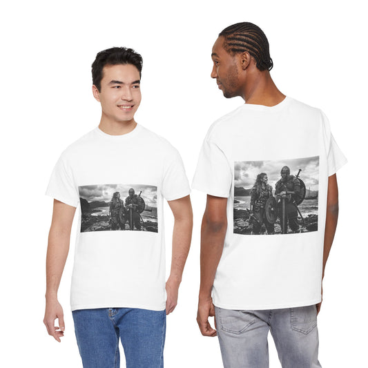 Viking Couple Graphic Tee - Nordic Warrior Photo T-Shirt