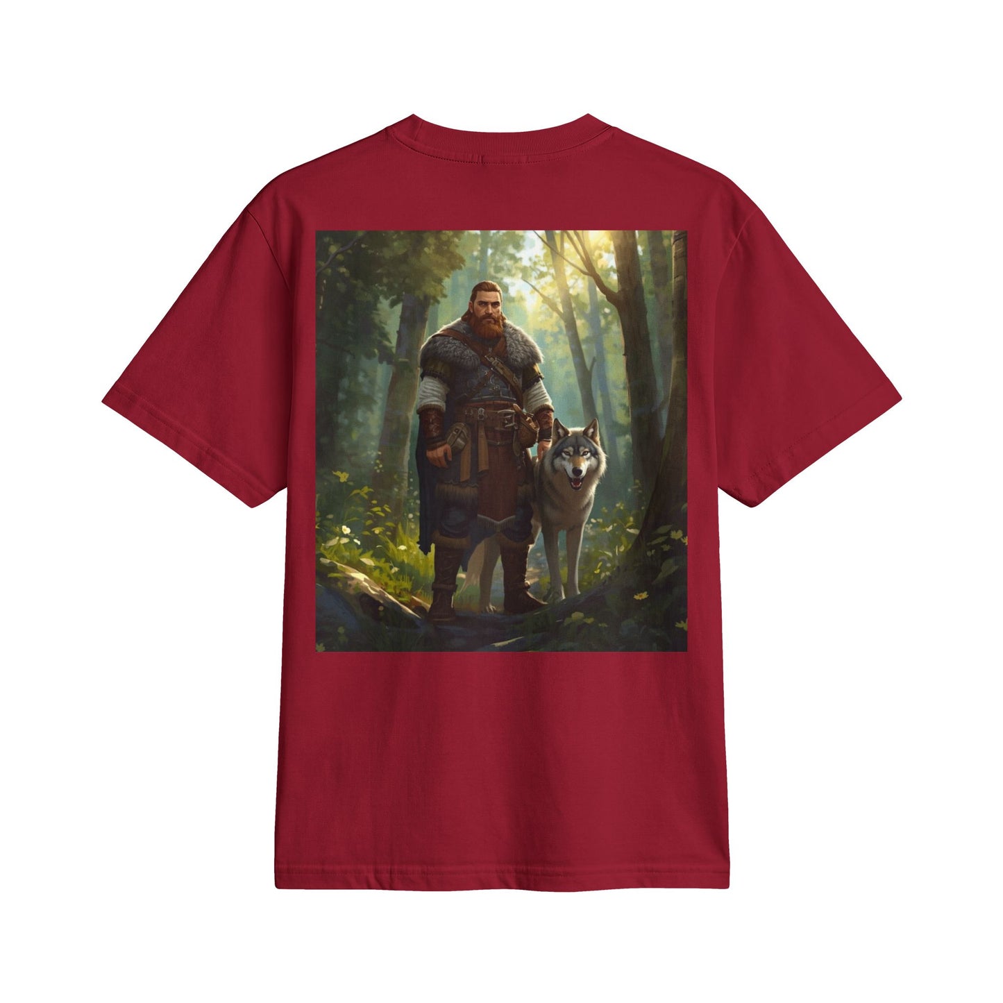 Viking Woodsman T‑Shirt – Warrior and Wolf Forest Graphic Tee