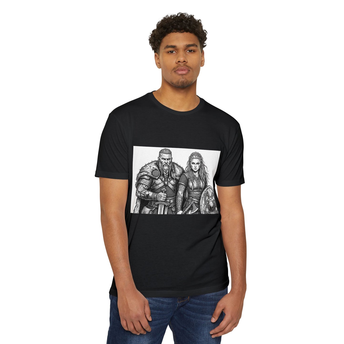 Viking Warriors T-Shirt — Norse Warrior Couple Illustration