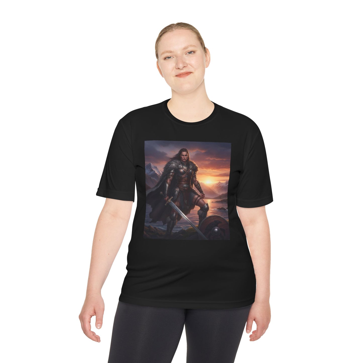 Viking Warrior Graphic Tee — Nordic Sunset Sword T‑Shirt
