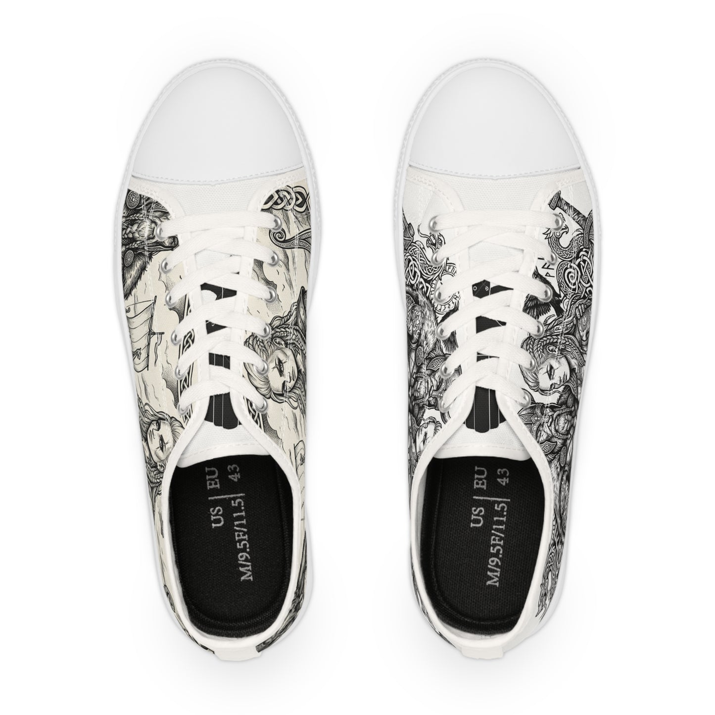 Low Top Sneakers — Gothic Illustration Skull & Portrait Art Sneakers