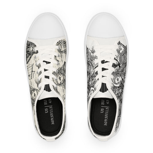Low Top Sneakers — Gothic Illustration Skull & Portrait Art Sneakers