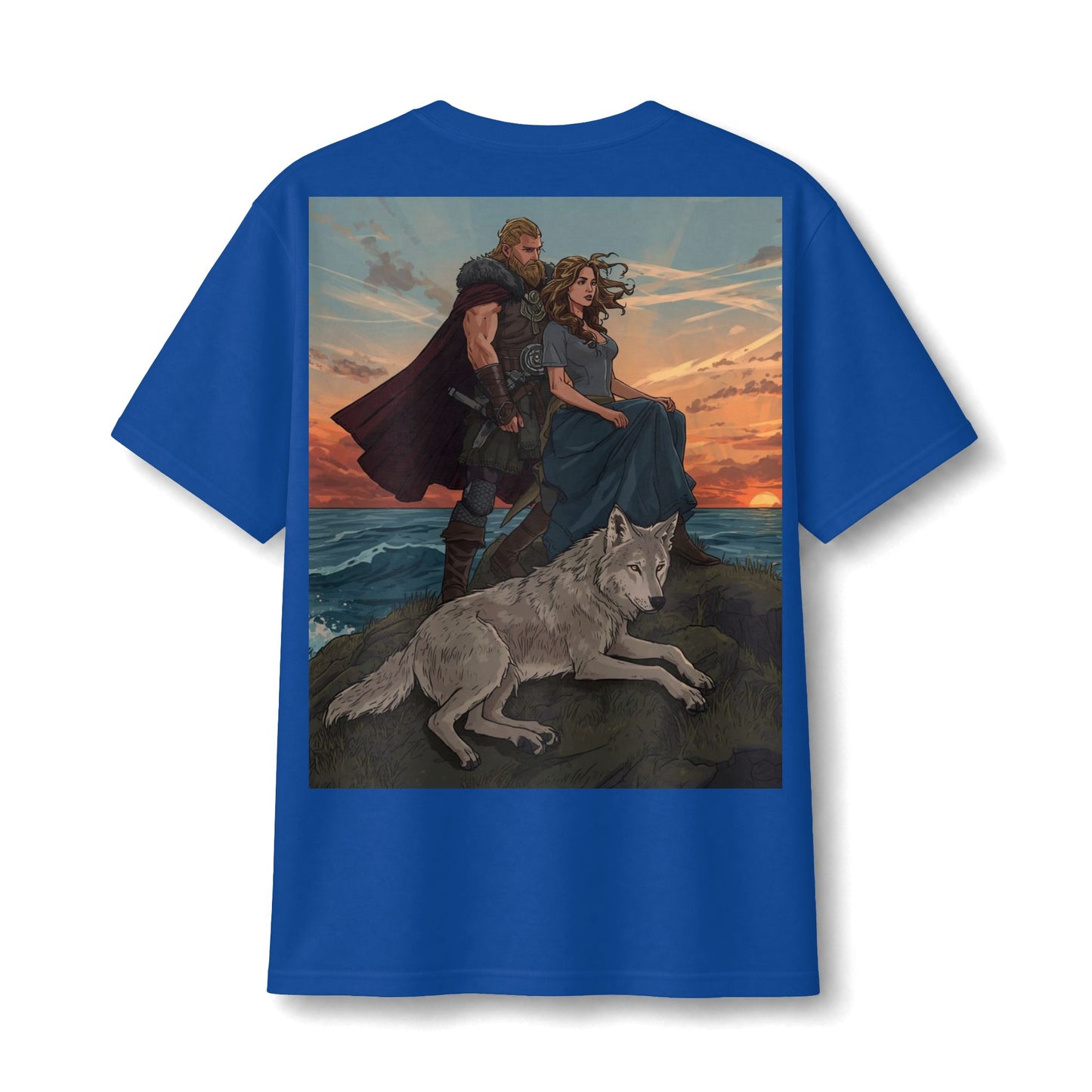 Viking Couple & Wolf Sunset T-Shirt