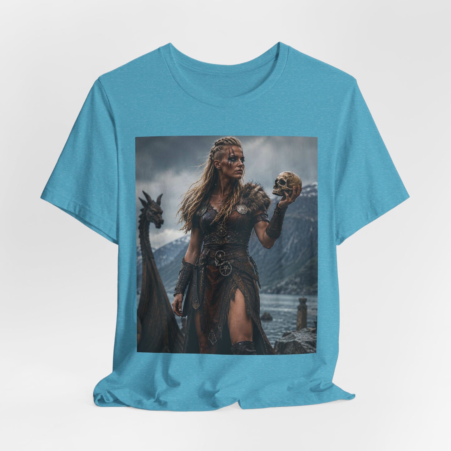 Viking Warrior Woman T‑Shirt — Norse Shieldmaiden Skull Fantasy Tee