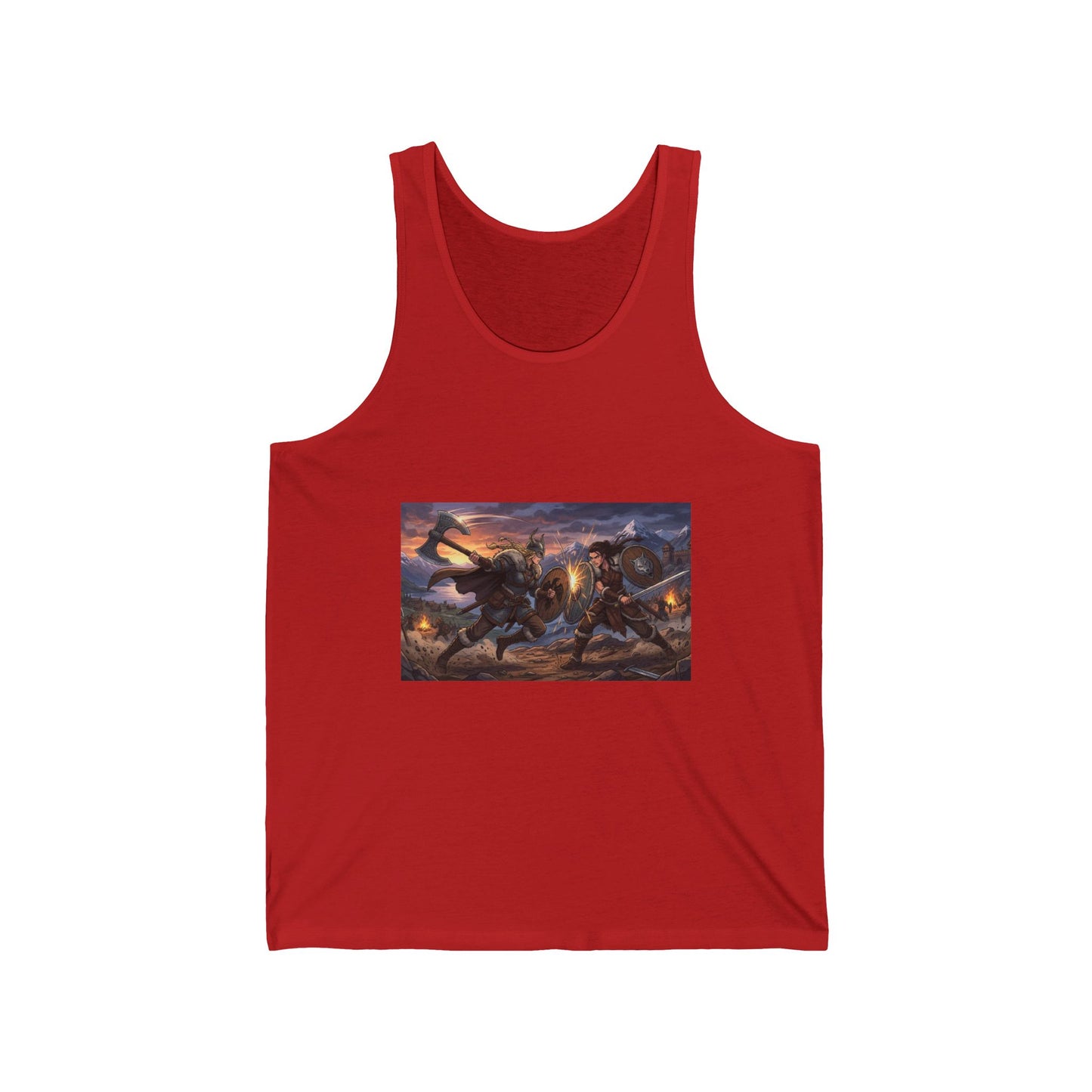 Viking Warriors Battle Scene Tank Top — Norse Mythology Fantasy Art Shirt