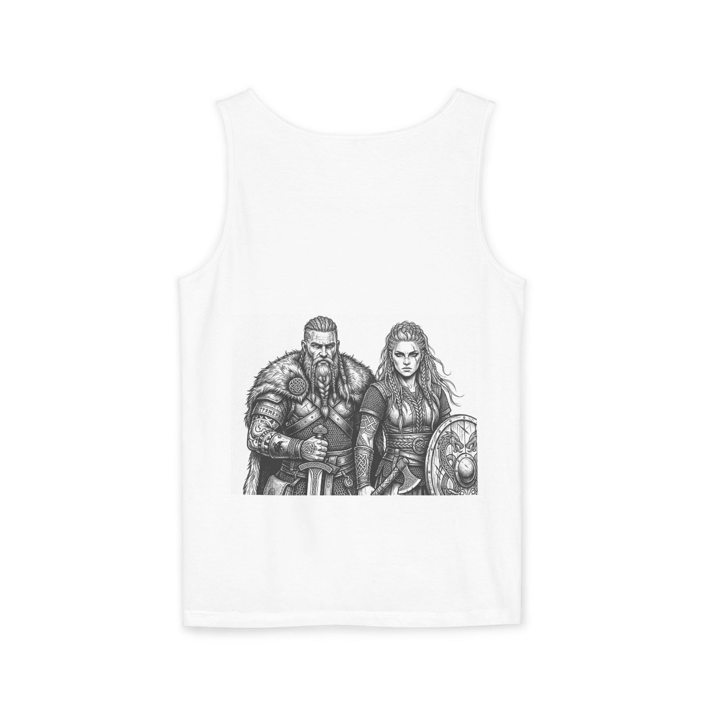 Viking Warriors Tank Top — Norse Couple Illustration Tee
