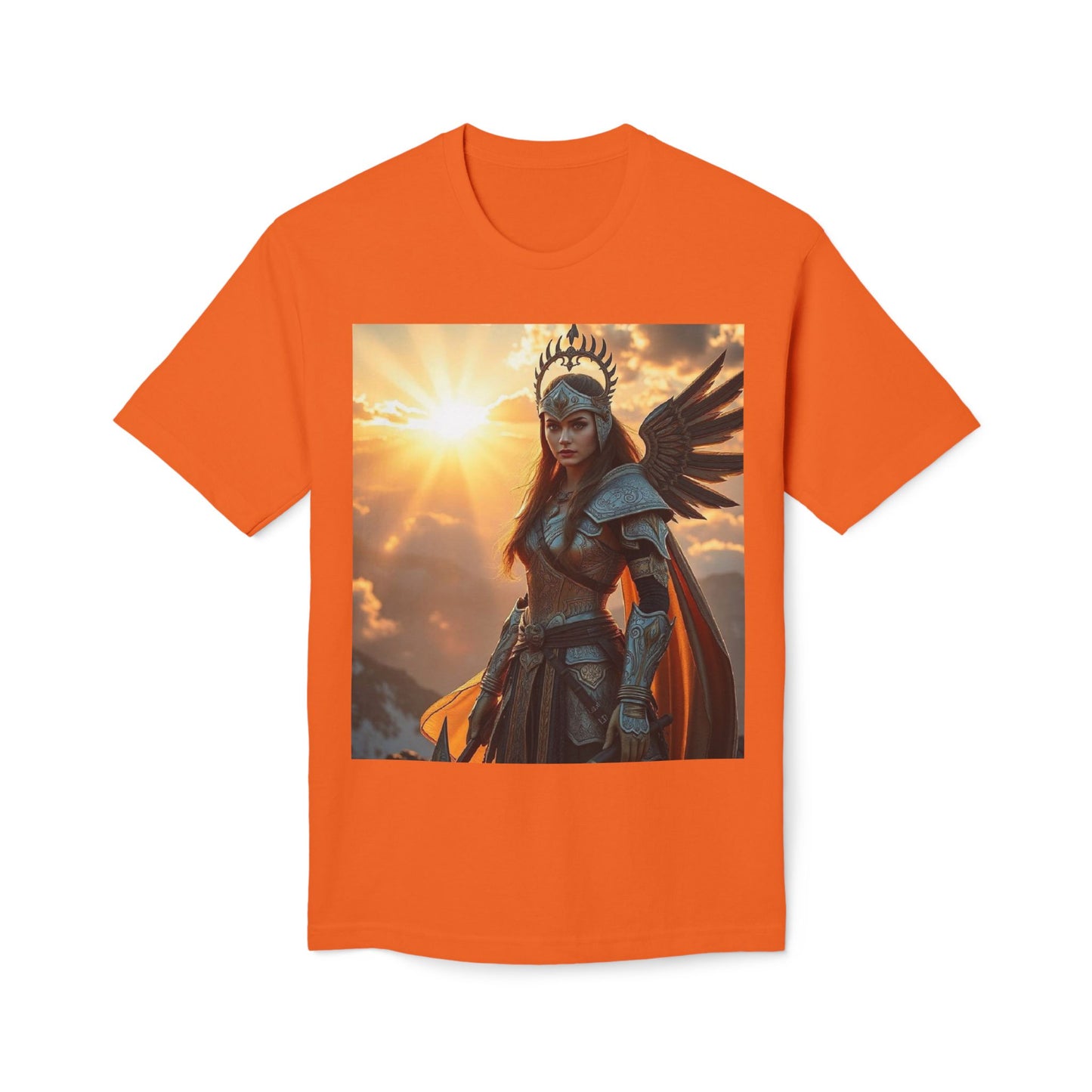 Valkyrie Warrior T-Shirt — Norse Shieldmaiden Sunset Graphic Tee