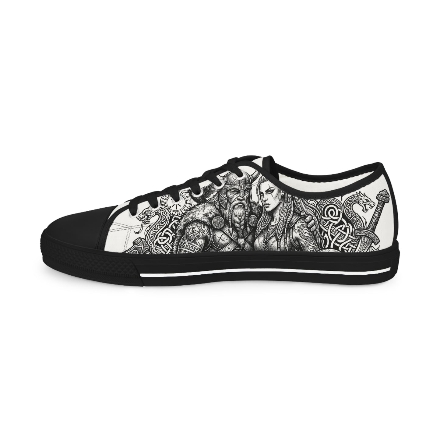 Low Top Sneakers — Gothic Illustration Skull & Portrait Art Sneakers