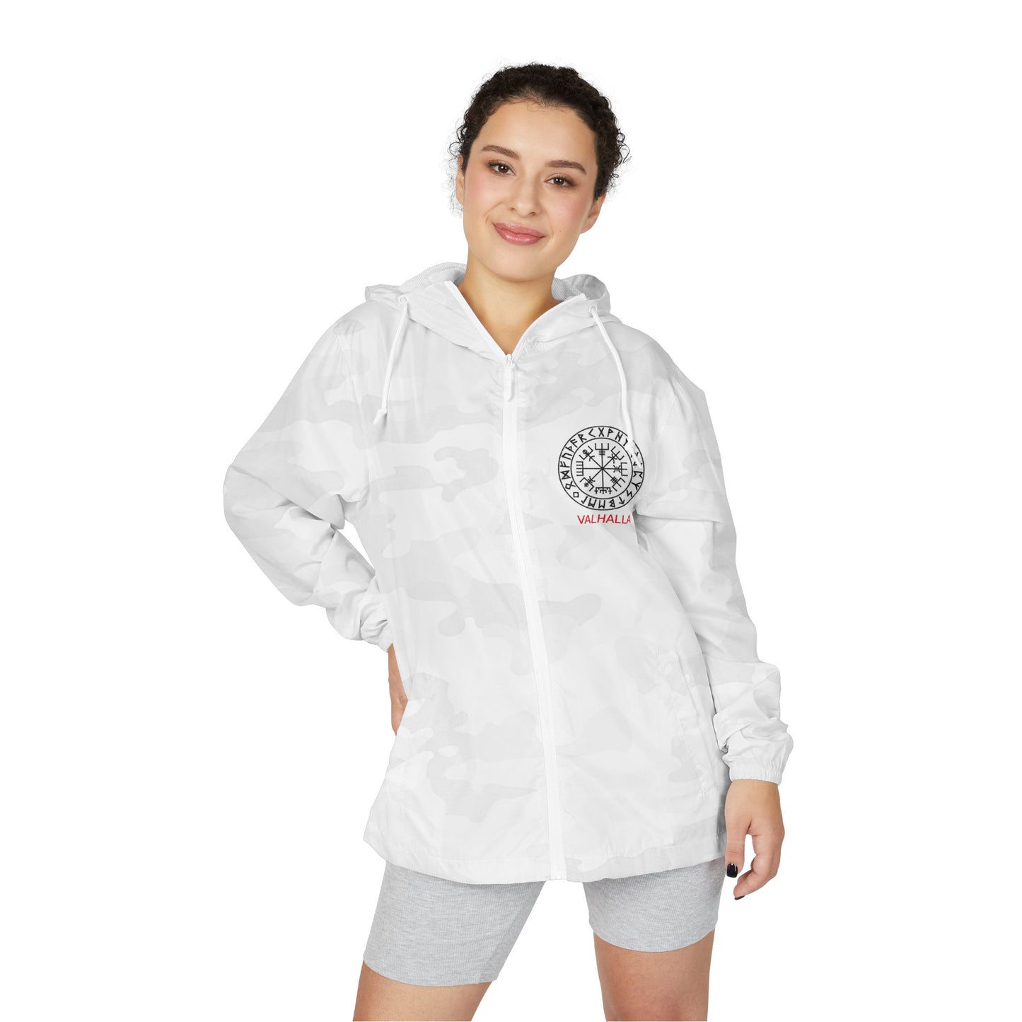 Windbreaker Jacket — Viking Warrior Graphic Full-Zip Hooded Windbreaker