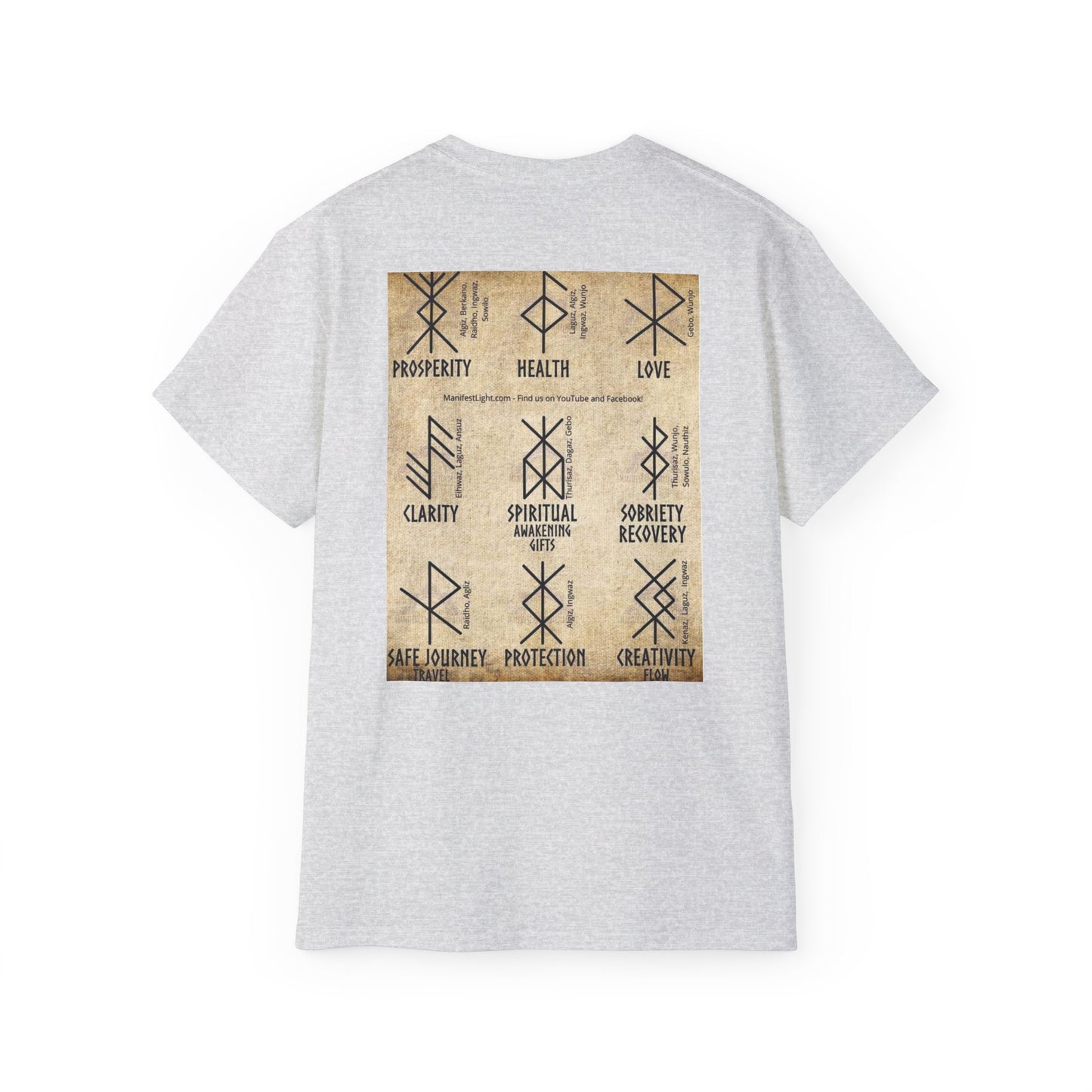 Runic Symbols T‑Shirt — Prosperity, Health & Protection Viking Rune Grid Tee
