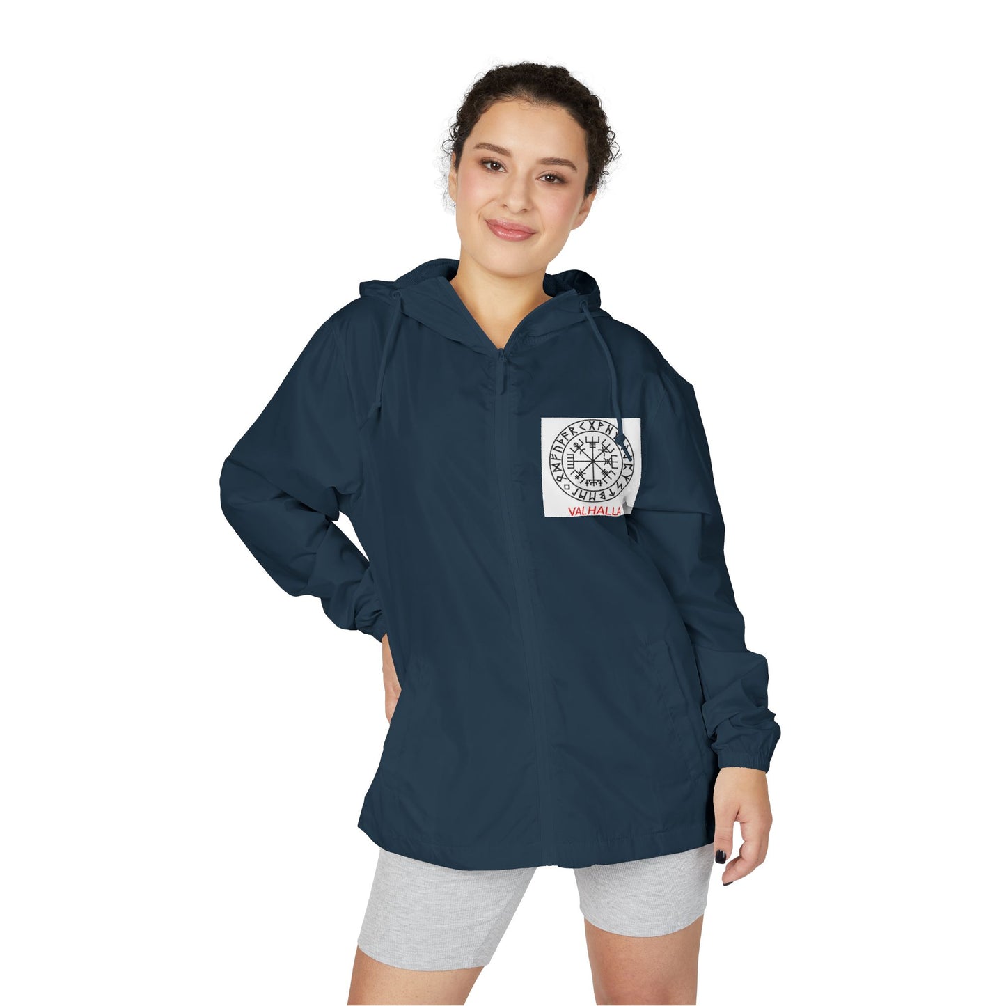 Windbreaker Jacket — Viking Warrior Graphic Full-Zip Hooded Windbreaker