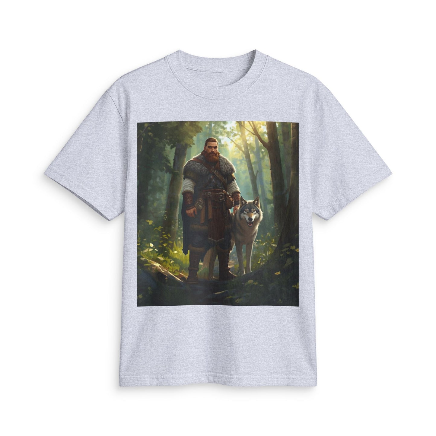 Viking Woodsman T‑Shirt – Warrior and Wolf Forest Graphic Tee