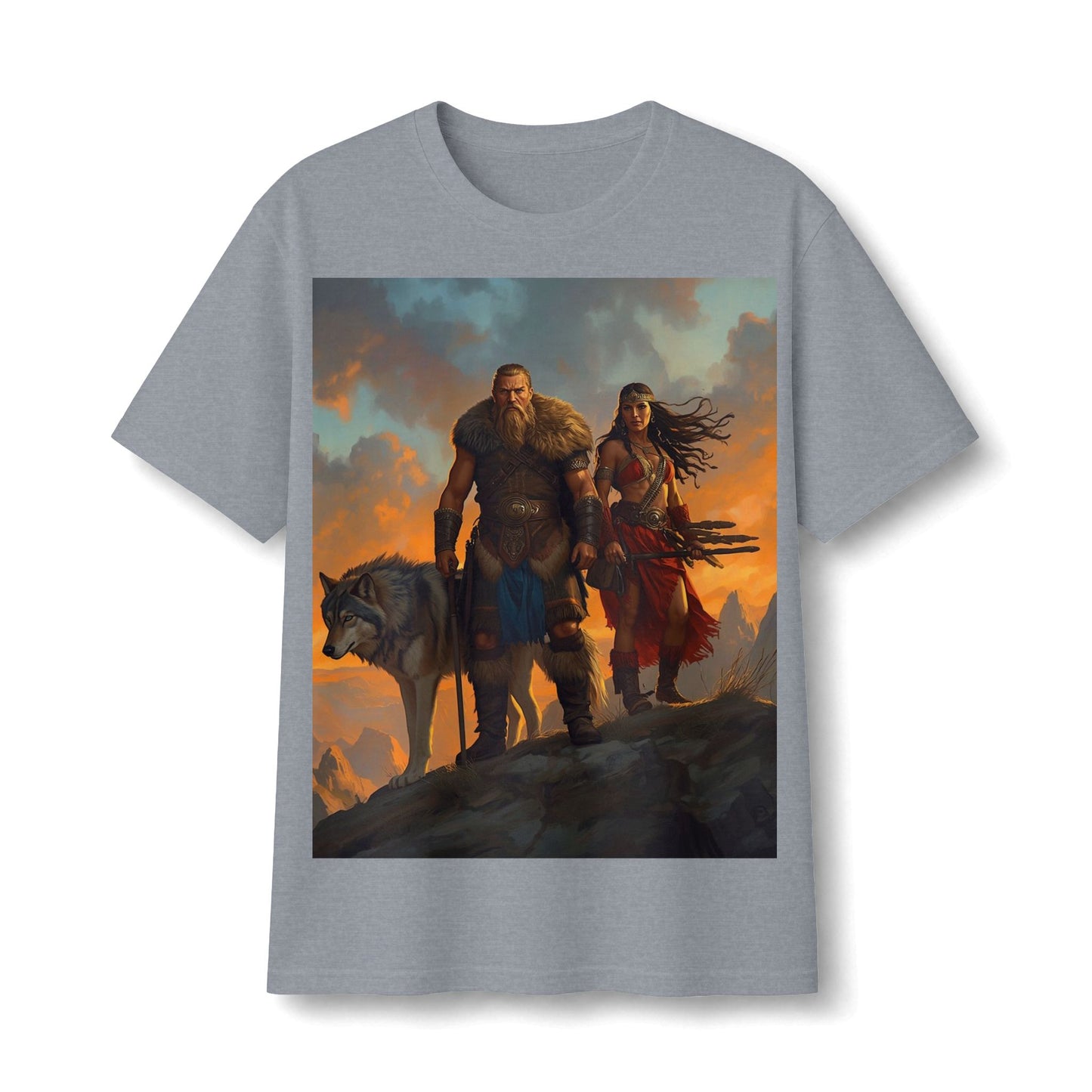 Viking Warriors & Wolf Illustration Tee