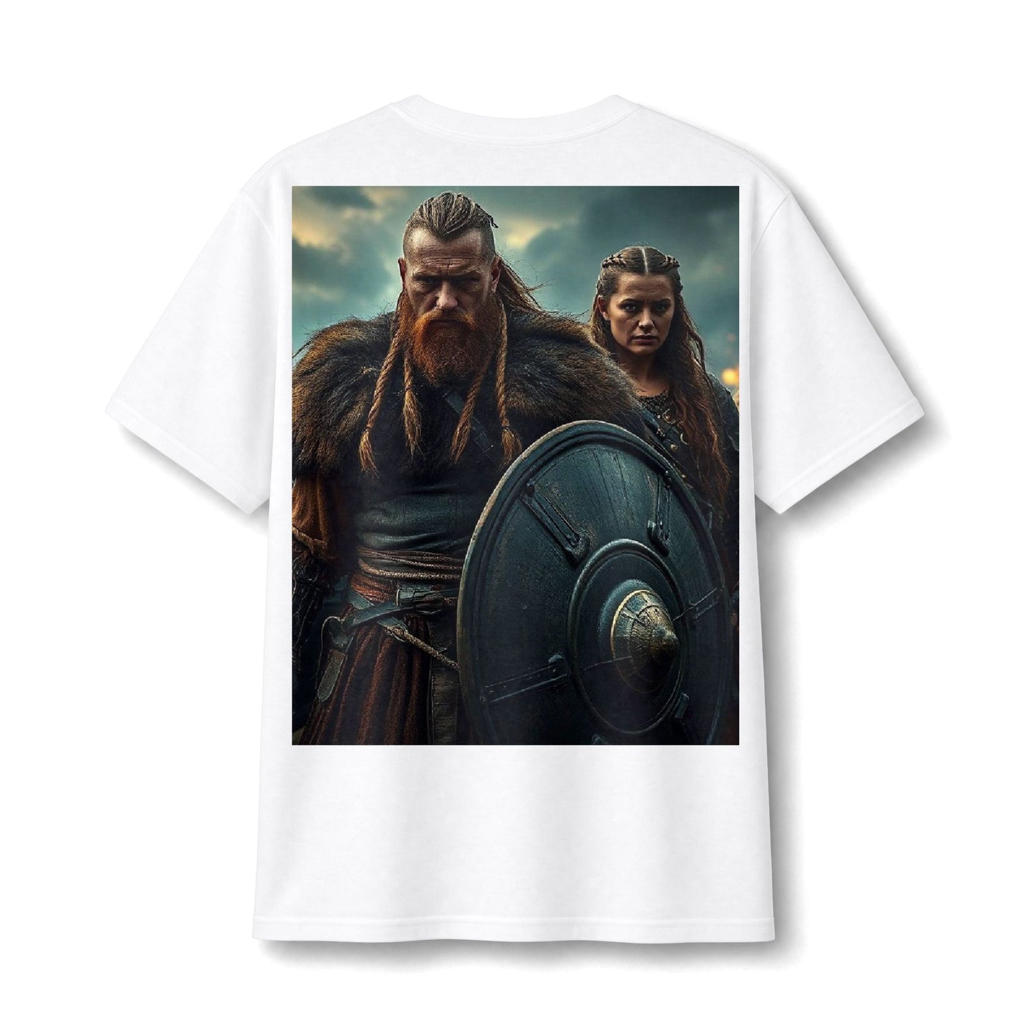 Viking Warrior Graphic Tee — Fierce Norse Shieldmen T‑Shirt