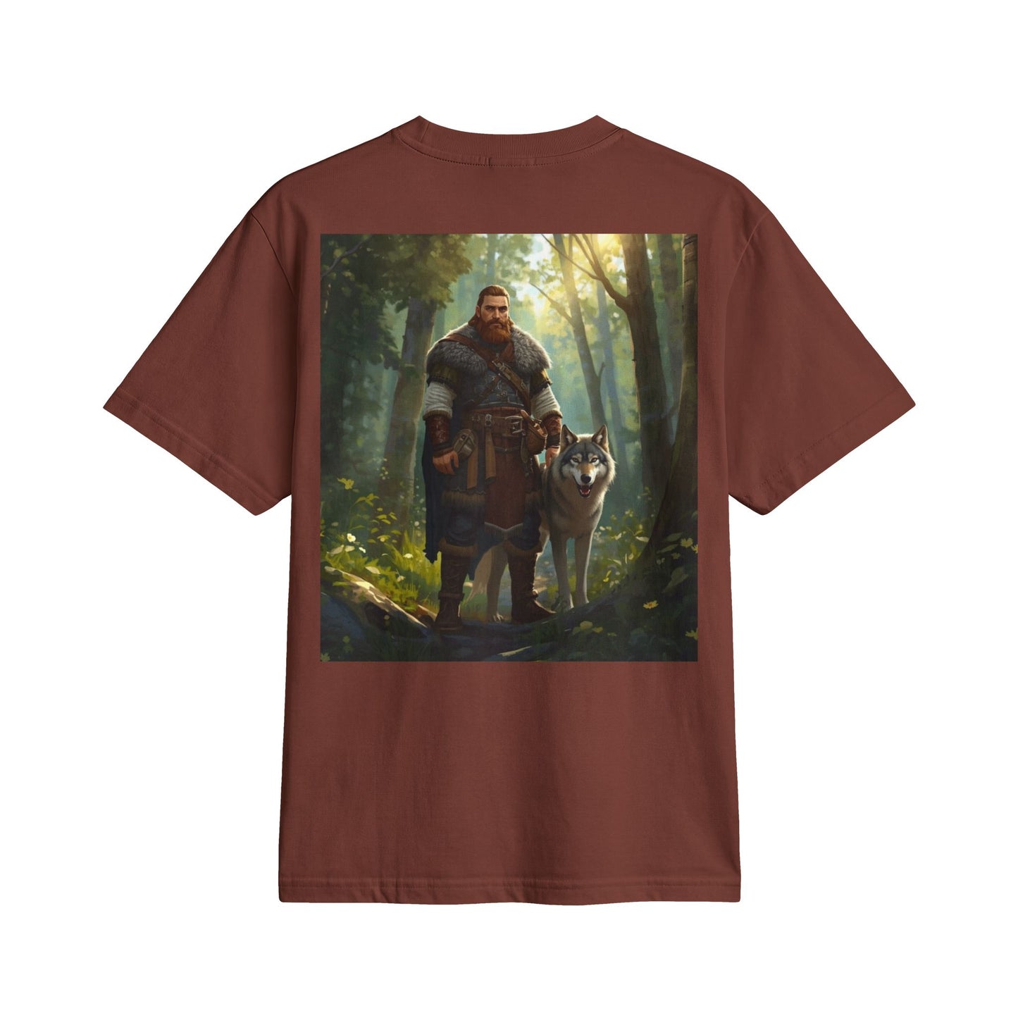 Viking Woodsman T‑Shirt – Warrior and Wolf Forest Graphic Tee