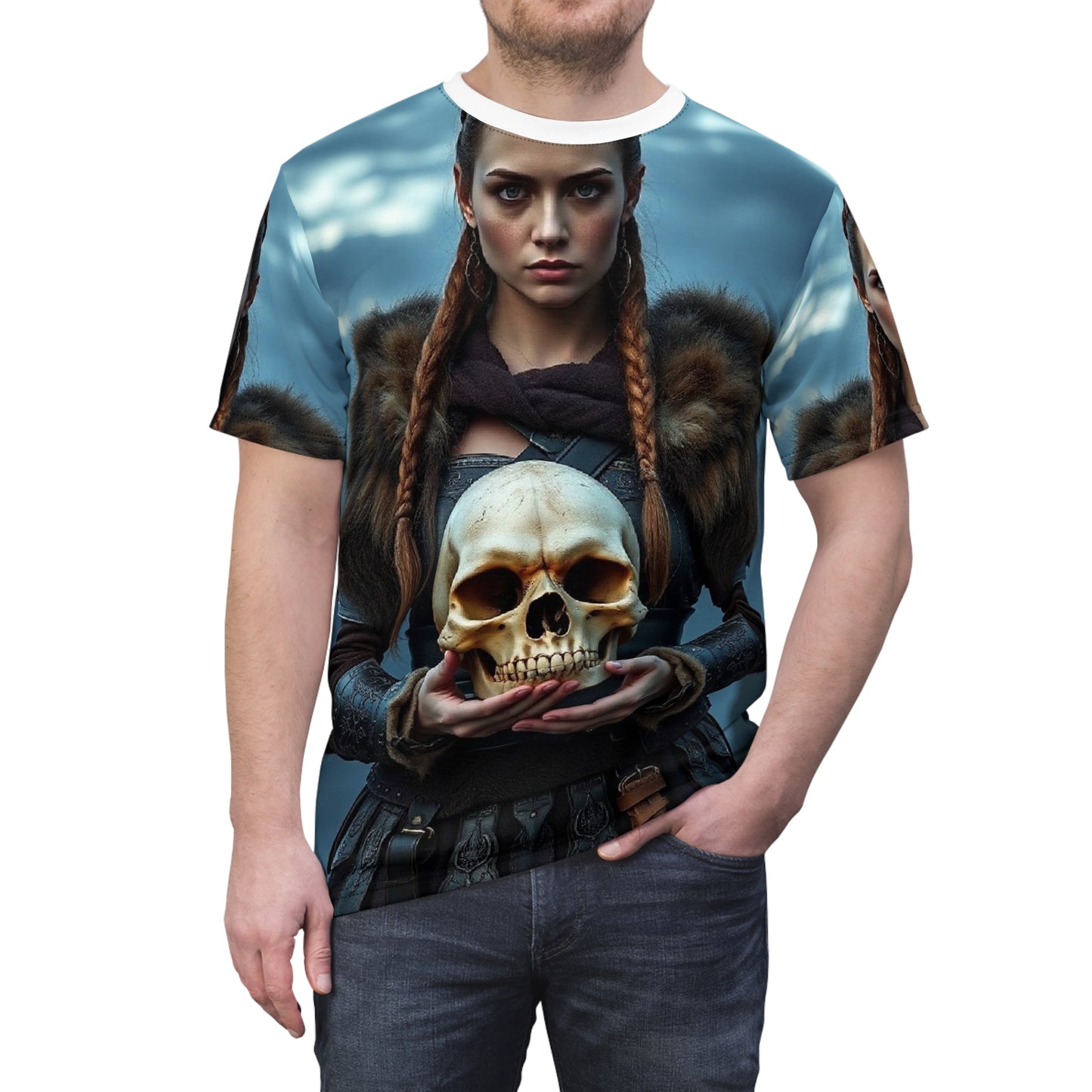 Viking Shieldmaiden Skull Graphic Tee